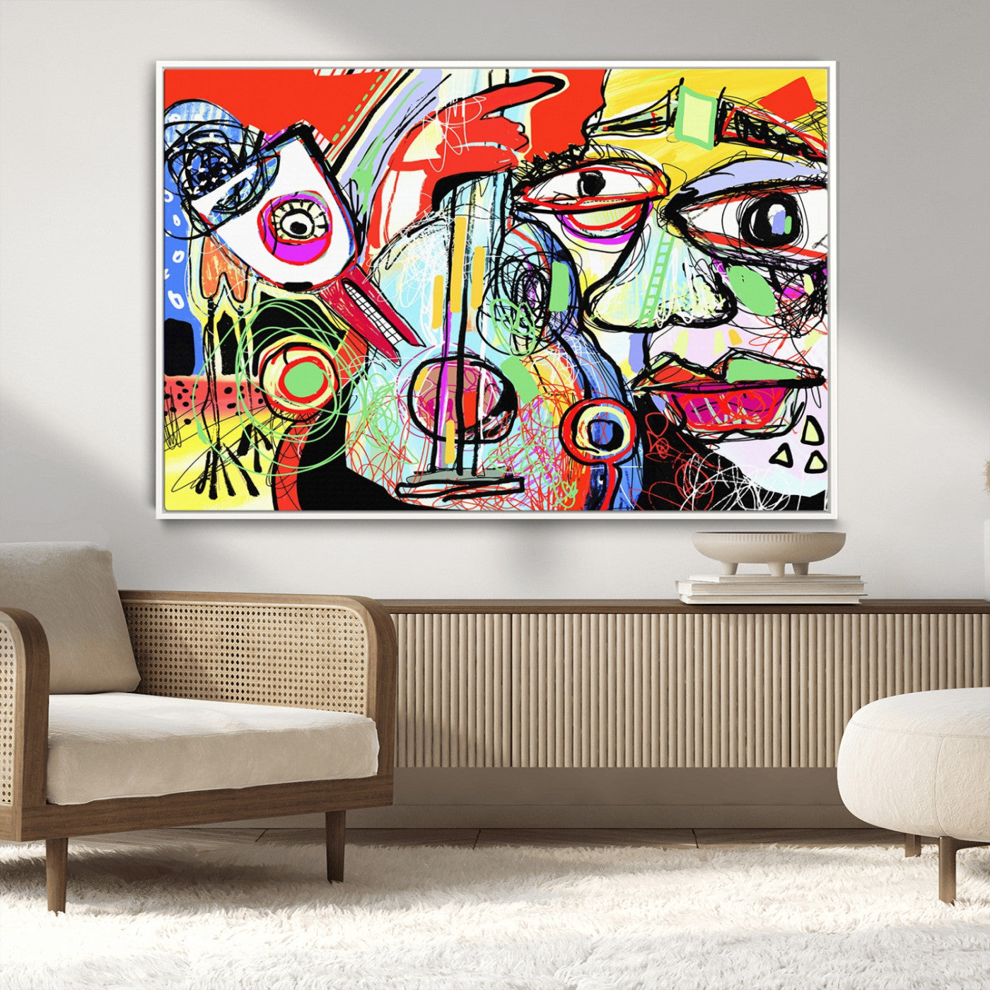 37796-MGV-CV-36X24-Picasso Style Wall Art Canvas Print, Framed Picasso Art Picture Print, Picasso Cubism Perfect Modern Abstract Decor Artwork