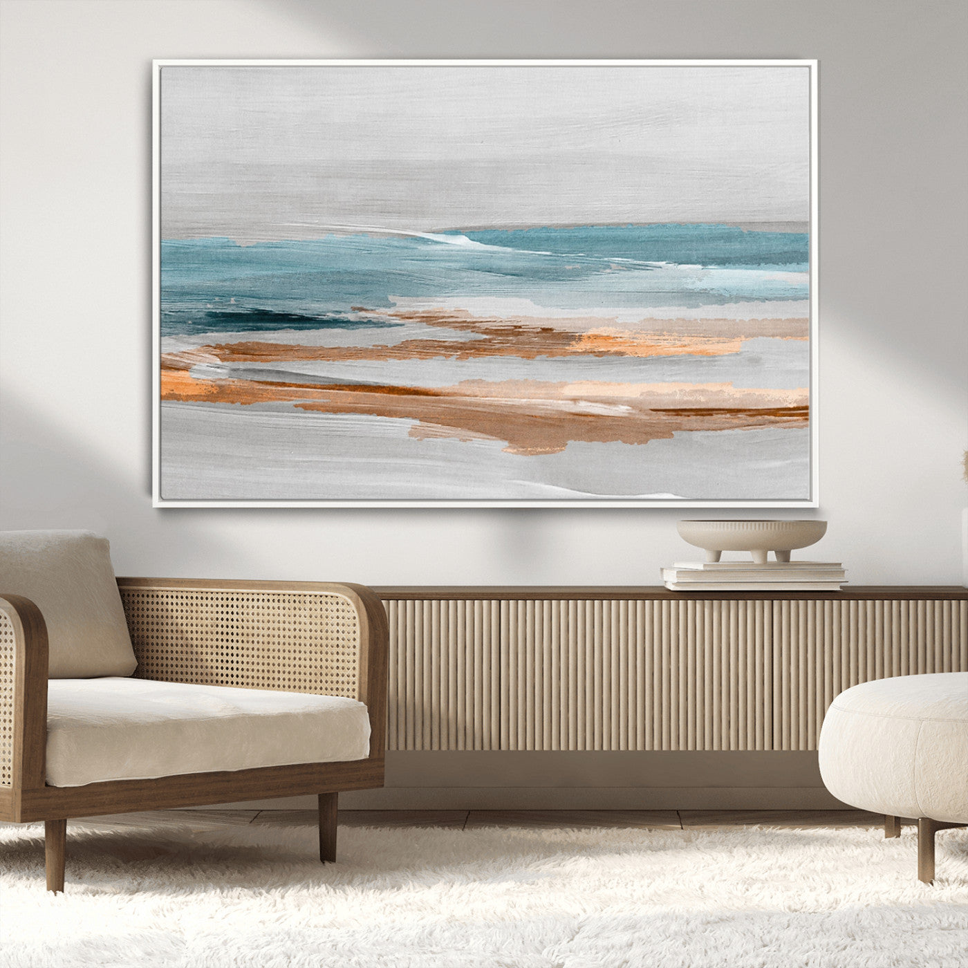 23430-MGV-CV-36X24-Abstract Coastal Wall Art – Modern Ocean Horizon Canvas Print, Minimalist Beach Scene Painting for Bedroom, Living Room, Office or