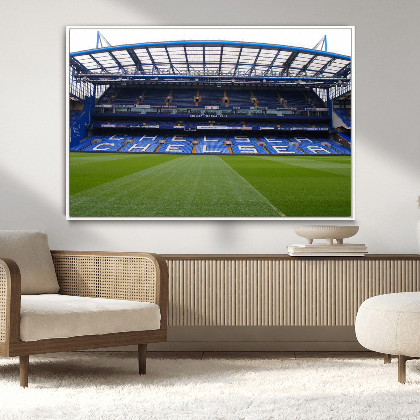 59508-MGV-CV-36X24-Chelsea Stadium Wall Art – Stamford Bridge Football Arena Canvas Print, Iconic Soccer Artwork for Living Room, Office, Game Room