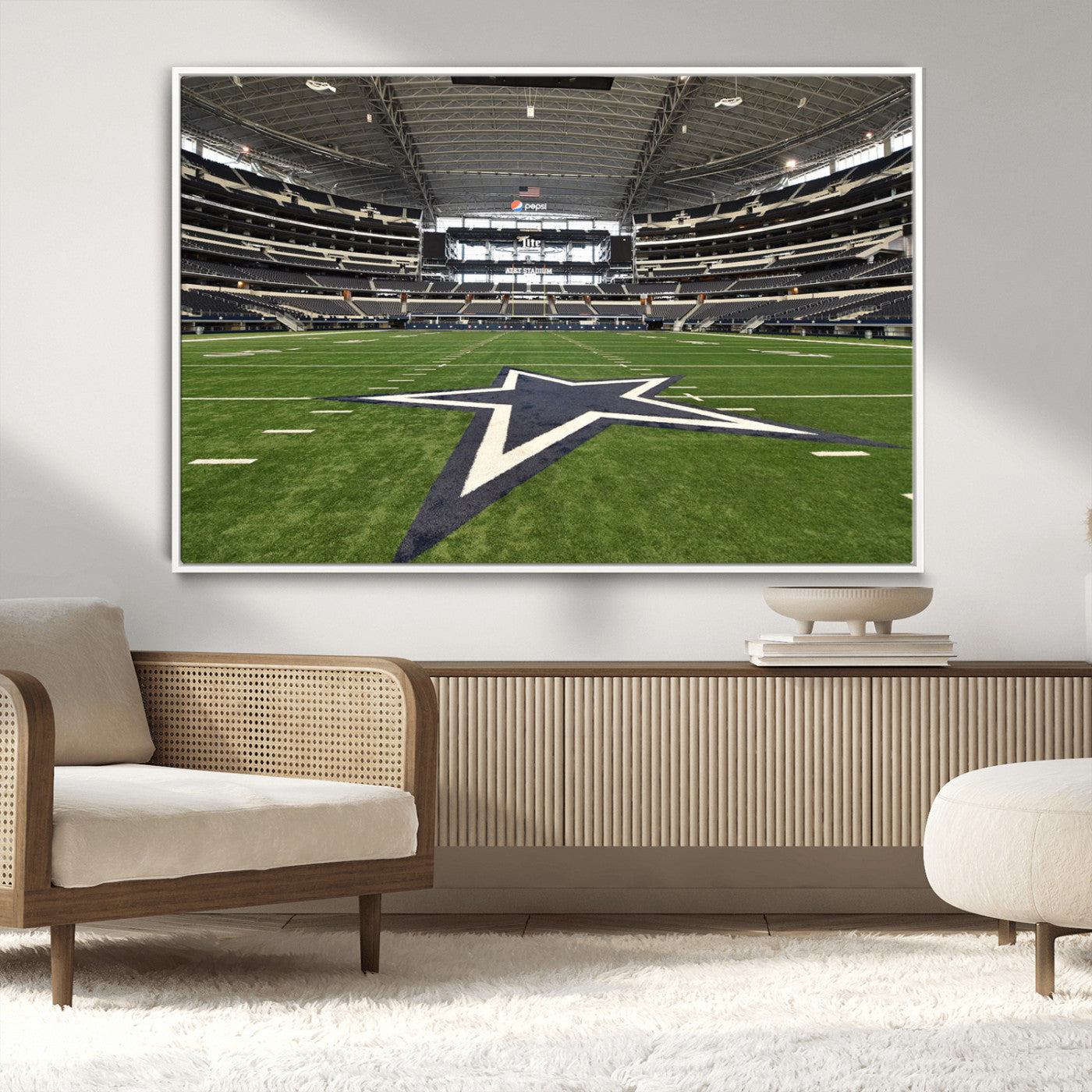 14834-MGV-CV-36X24-Dallas Att Stadium Wall Art Canvas Print, Framed Texas NFL Stadium Art Picture Print, American Football Stadium Perfect Sports