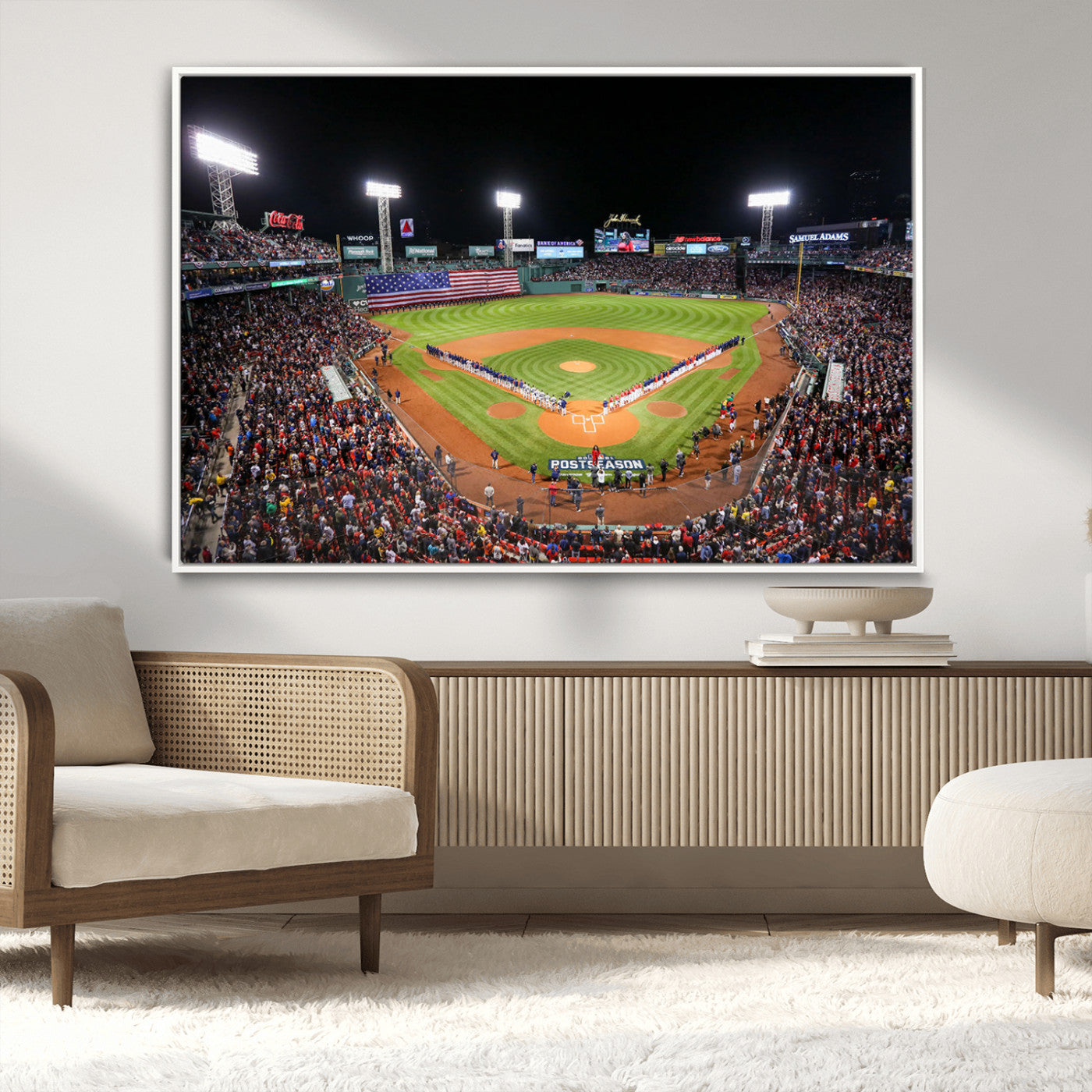 47365-MGV-CV-36X24-Fenway Park Stadium Wall Art Canvas Print, Framed Boston Baseball Stadium Art Picture Print, MLB Stadium Field Perfect Sport Room