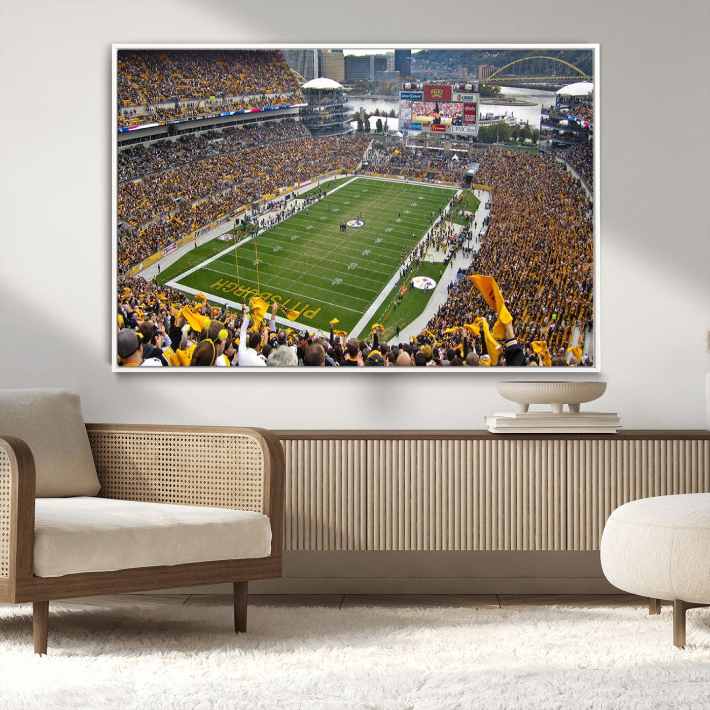 51419-MGV-CV-36X24-Heinz Field Wall Art Canvas Print, Framed Pittsburgh Stadium Field Art Picture Print, Heinz Stadium Field Perfect Sports Room