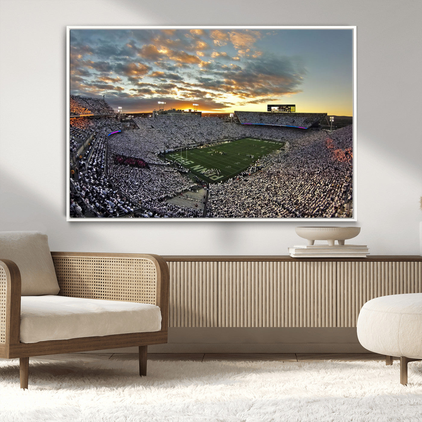 38807-MGV-CV-36X24-Beaver Stadium Wall Art Canvas Print, Framed Beaver Stadium Field Art Picture Print, Football Stadium Perfect Sport Room Decor