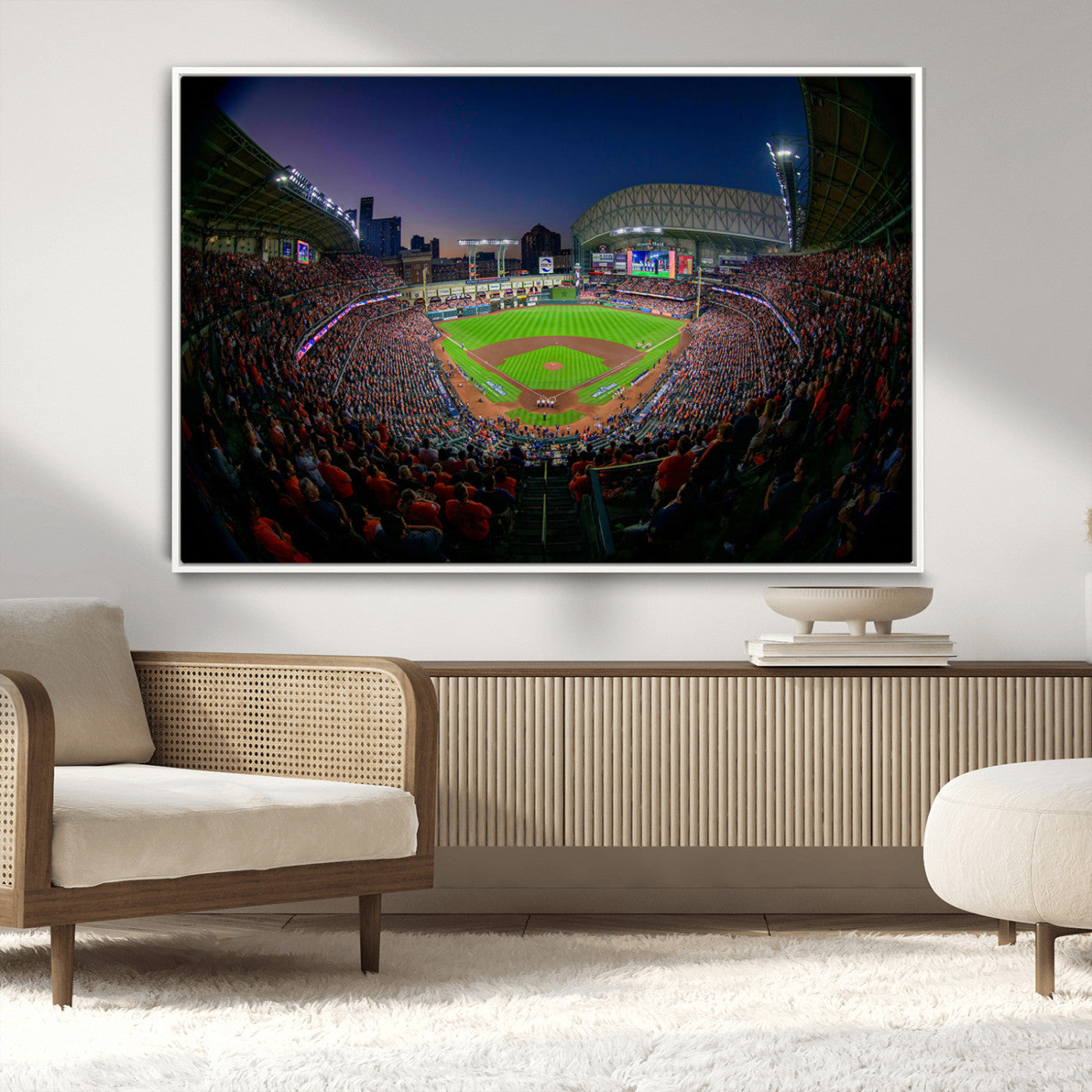 44322-MGV-CV-36X24-Minute Maid Park Wall Art Canvas Print, Framed Houston Astros Stadium Art Picture Print, Houston Astros Field Perfect Sports Room