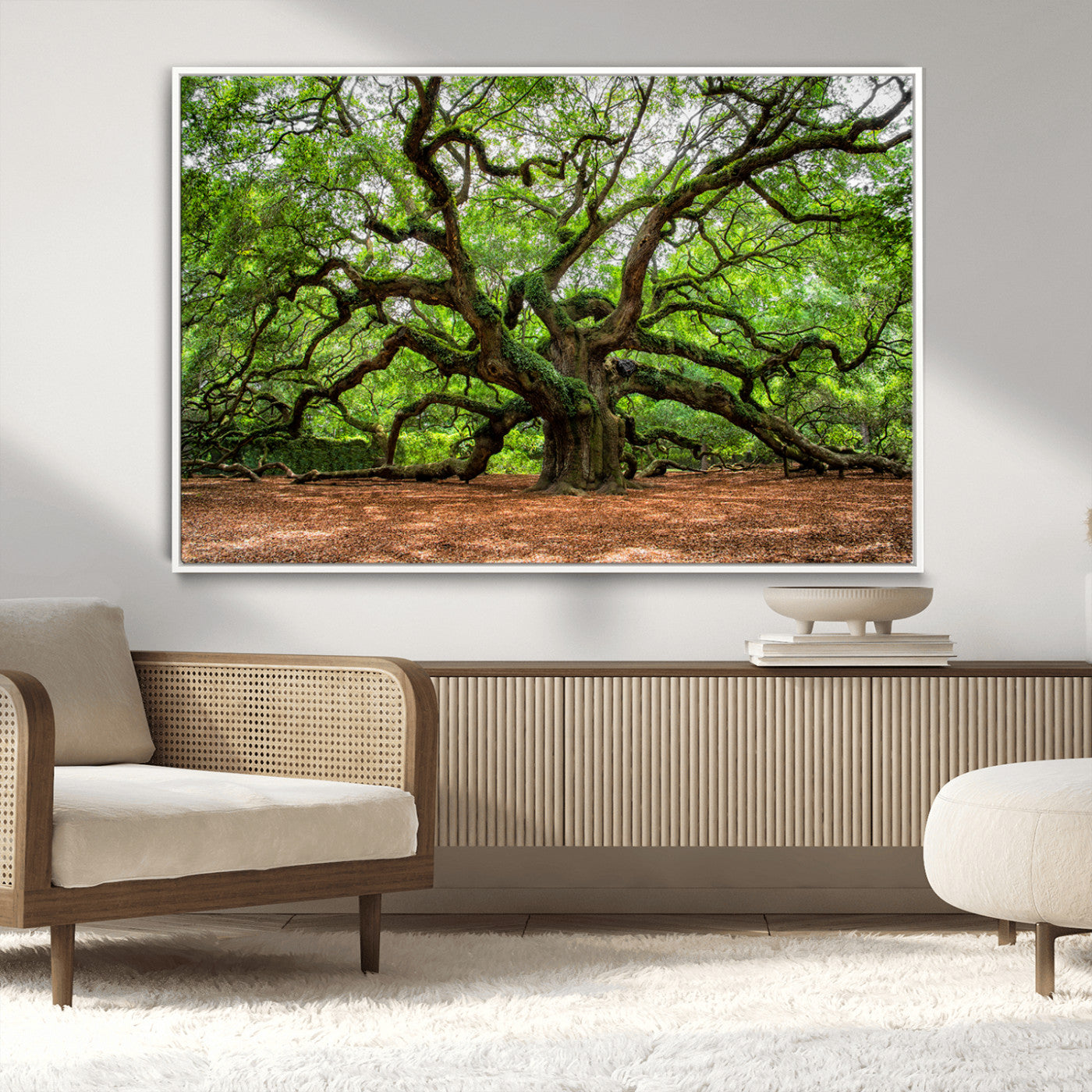 51255351-MGV-CV-36X24-Ancient Tree Wall Art – Majestic Oak Canvas Print, Large Nature Photography, Sacred Forest Landscape Wall Décor, Wisdom Tree