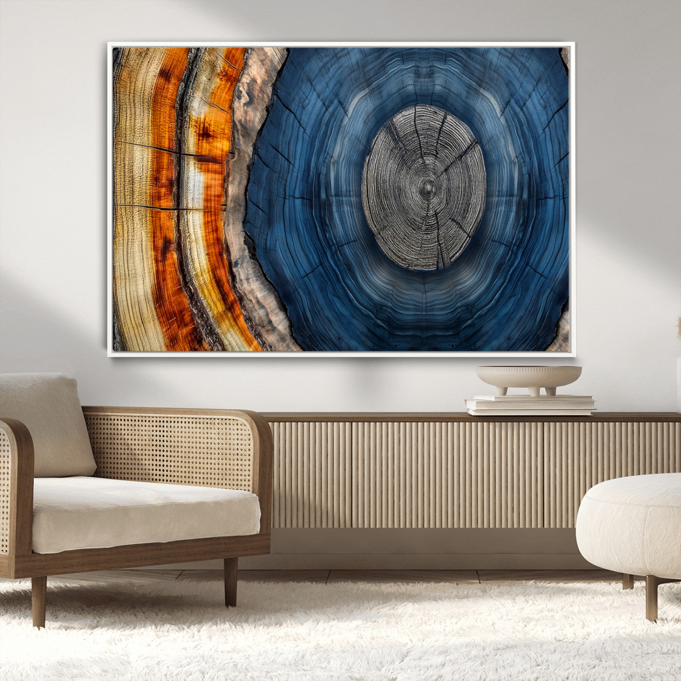 84489410-MGV-CV-36X24-Framed Abstract Tree Ring Wall Art Print, Natural Rustic Wood Texture Canvas Print, Wood Tree Stump Farmhouse, Log Cabin Wooden