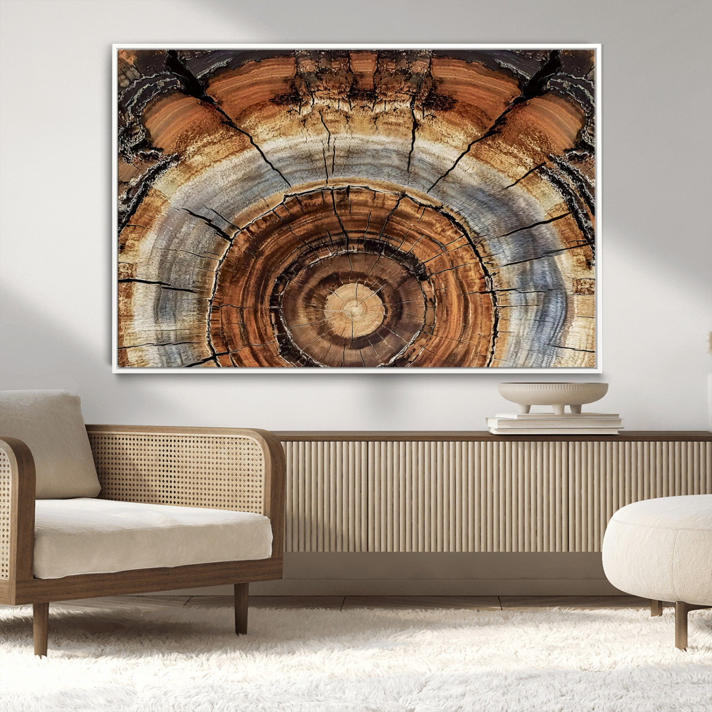 15184146-MGV-CV-36X24-Tree Rings Wall Art Canvas Print, Framed Wood Texture Art Picture Print, Rustic Pattern Perfect Rustic Organic Decor Artwork