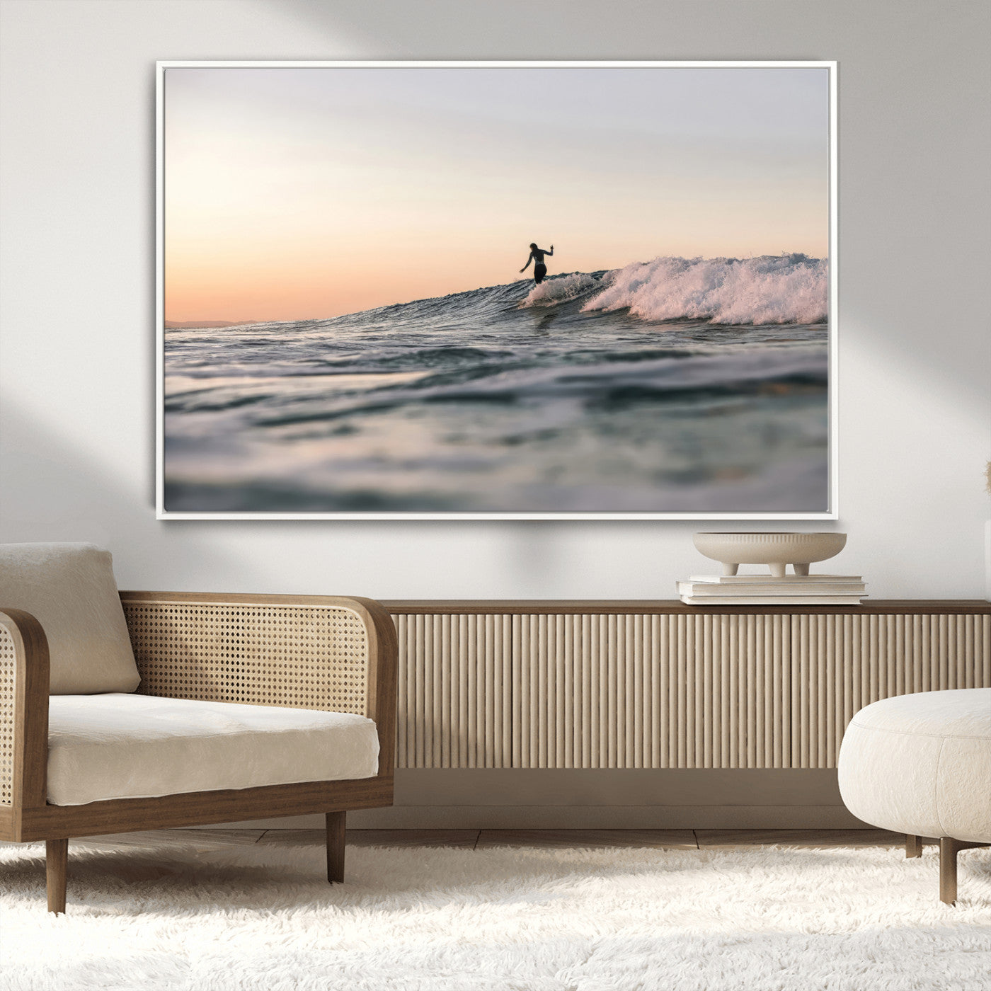 58502923-MGV-CV-36X24-Wave Rider Wall Art Canvas Print, Framed Ocean Wave Art Picture Print, Riding Surf Perfect Sunset Surf Decor Artwork