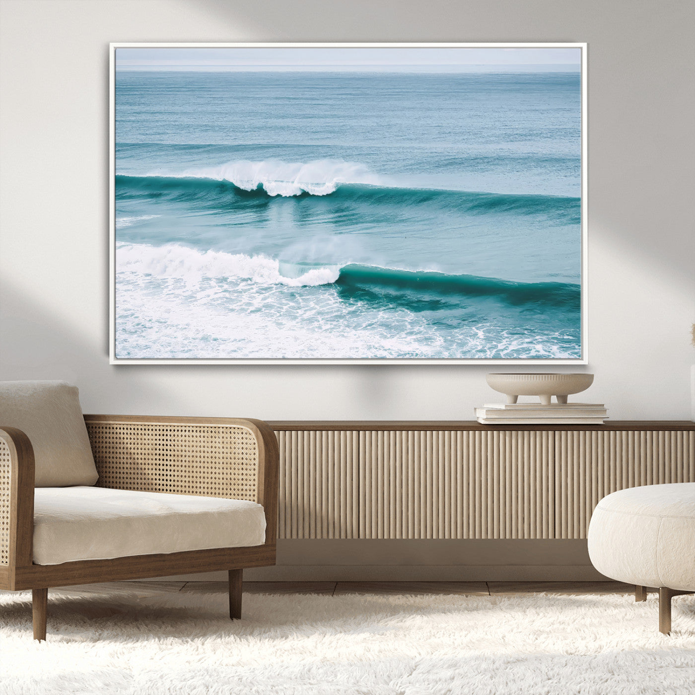 73692470-MGV-CV-36X24-Ocean Swell Wall Art Canvas Print, Framed Surf Waves Art Picture Print, Blue Water Perfect Coastal Dynamic Decor Artwork