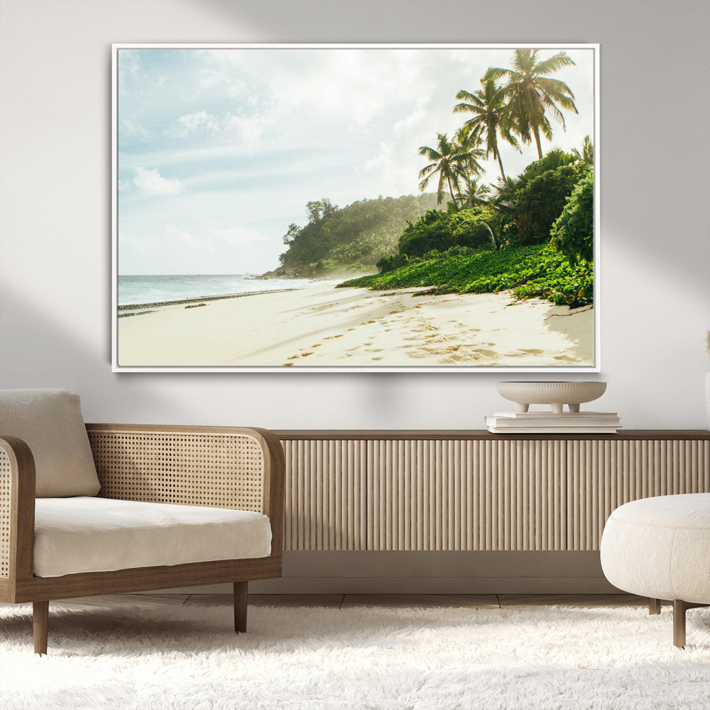 42984524-MGV-FC-36X24_White-Relaxing Beach Wall Art Canvas Print, Framed Ocean View Art Picture Print, Coastal Serenity Perfect Tropical Coastal Decor Artwork