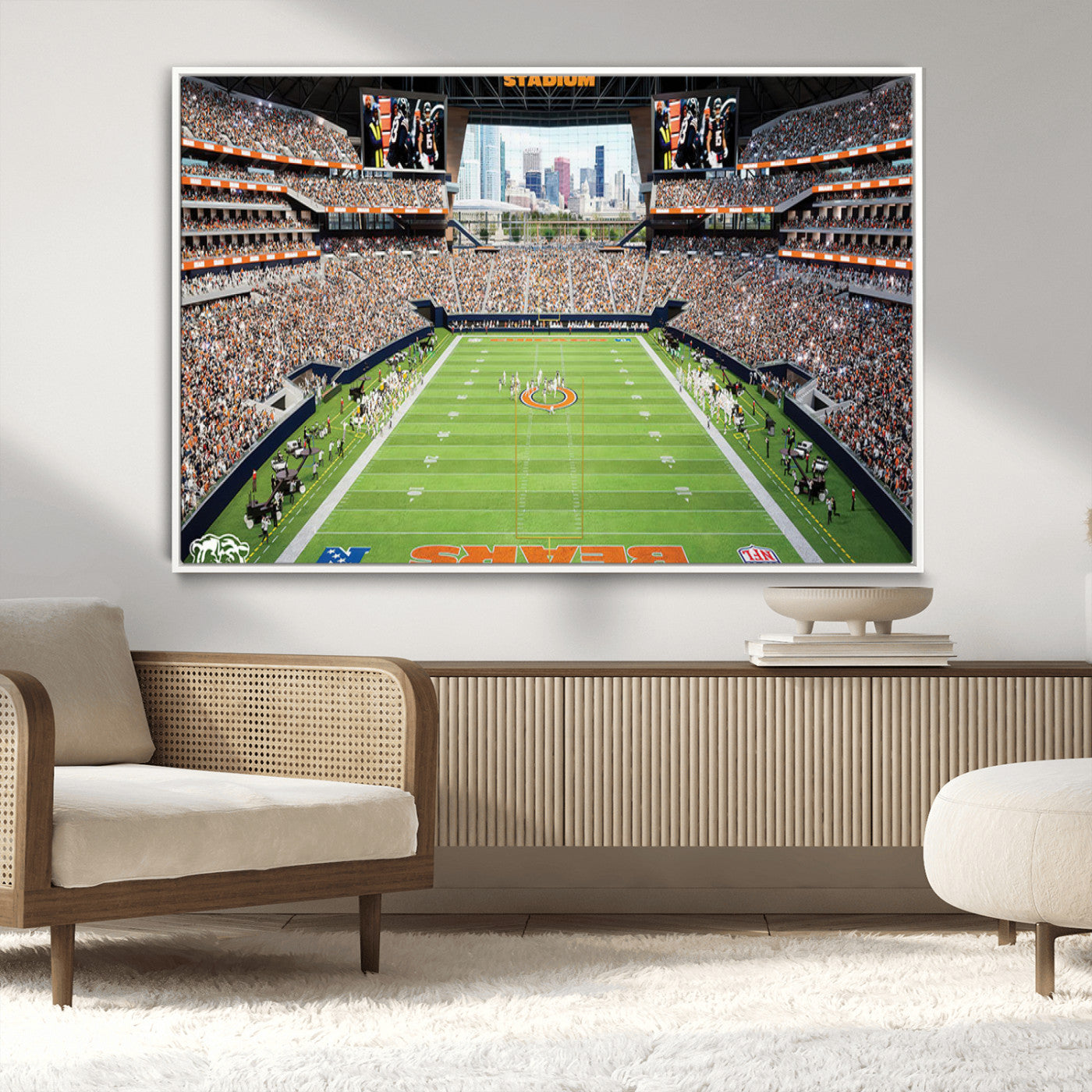 76935553-MGV-CV-36X24-Football Stadium Wall Art – Panoramic Game Day Canvas Print, Sports Decor for Man Cave, Office, Bar, or Living Room