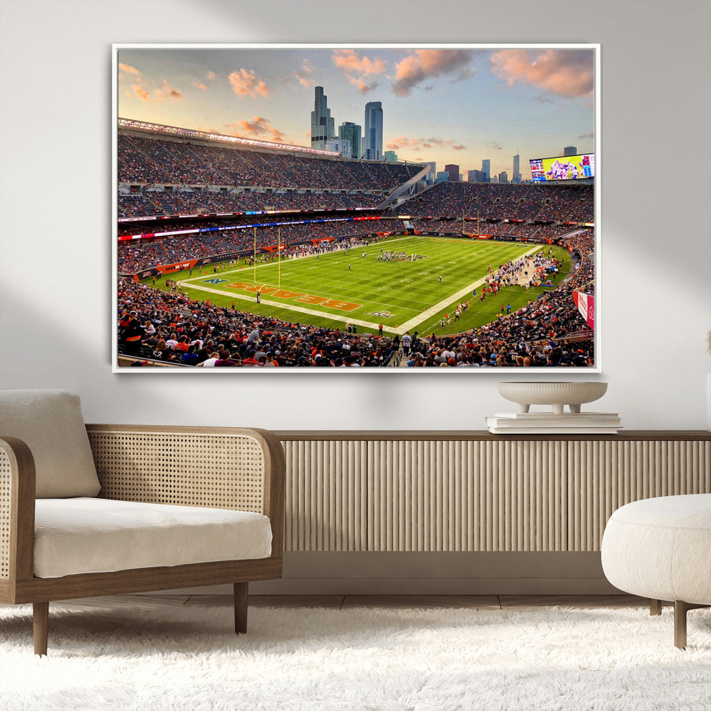 55377093-MGV-CV-36X24-Soldier Field Wall Art – Panoramic Chicago Bears Football Stadium Canvas Print, Game Day Sports Decor for Man Cave, Bar, Office,