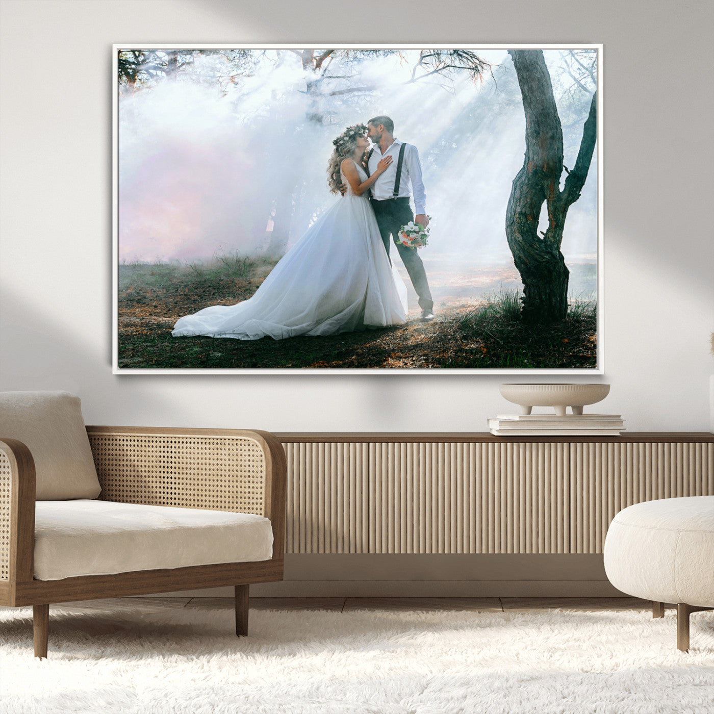 CSTM913-MGV-CV-36X24-Framed Wedding Canvas Print - Custom Wall Art Keepsake for Couples, Elegant Home Decoration Gift, Create Your Own Photo Canvas