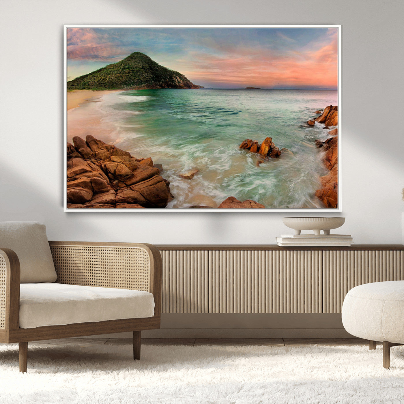 53831025-MGV-CV-36X24-Coastal Landscape Wall Art – Tropical Beach Ocean Canvas Print, Sunset Mountain View Photography Decor for Living Room, Bedroom,