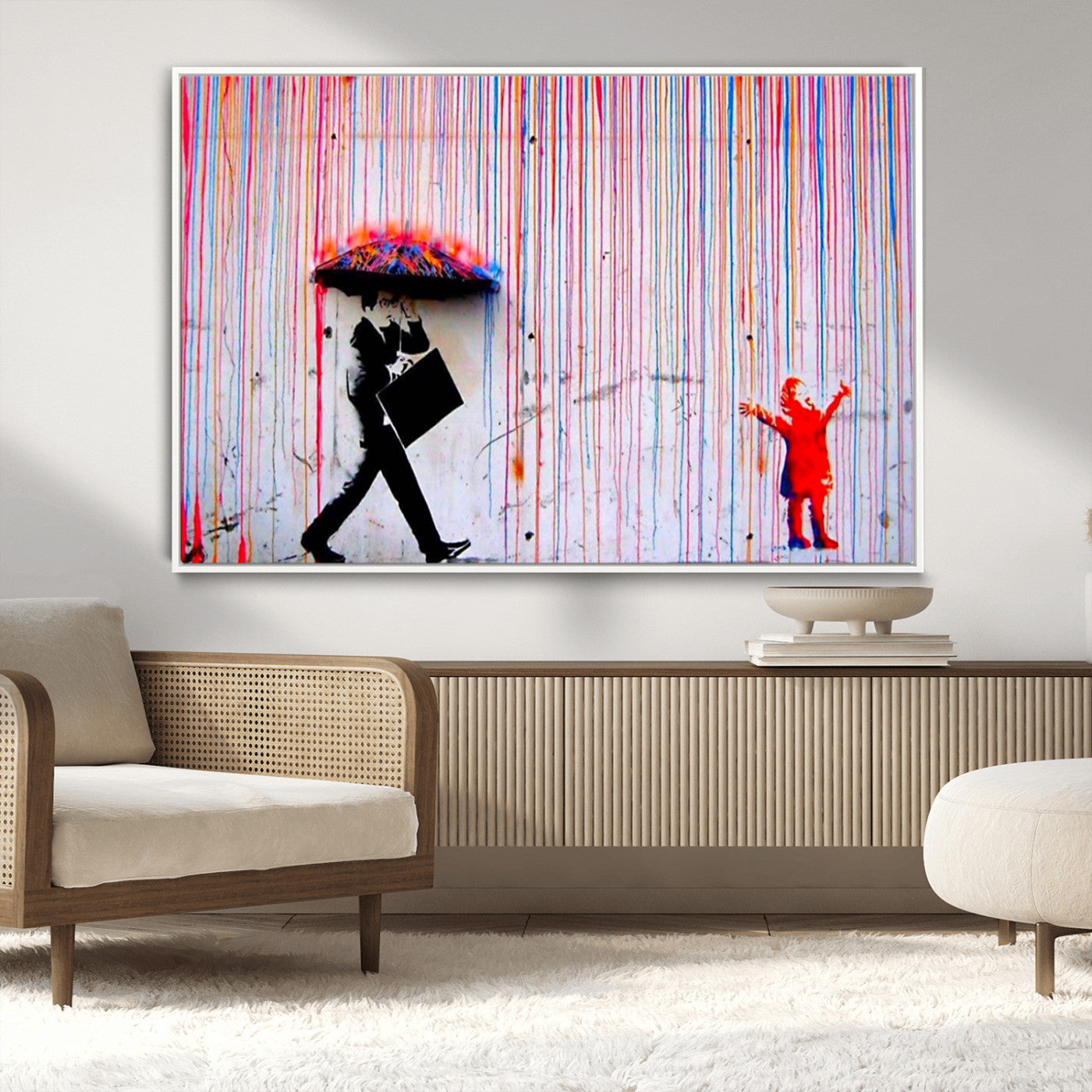 69505-MGV-CV-36X24-Graffiti Girl Wall Art Canvas Print, Framed Urban Contrast Art Picture Print, Vibrant Graffiti Perfect Urban Pop Decor Artwork