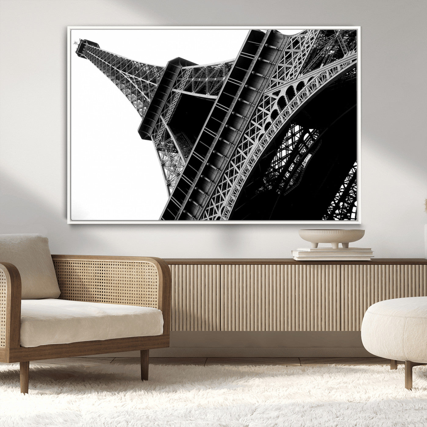 89033-MGV-CV-36X24-Eiffel Tower Wall Art – Dramatic Black and White Architectural Canvas Print, Modern Paris Decor for Office, Living Room or
