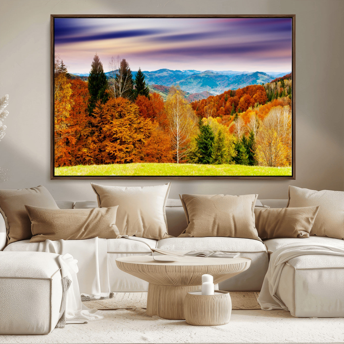 58007-MGV-CV-36X24-Autumn Mountain Landscape Wall Art – Stunning Fall Forest Canvas Print, Cozy Nature Decor for Home or Office