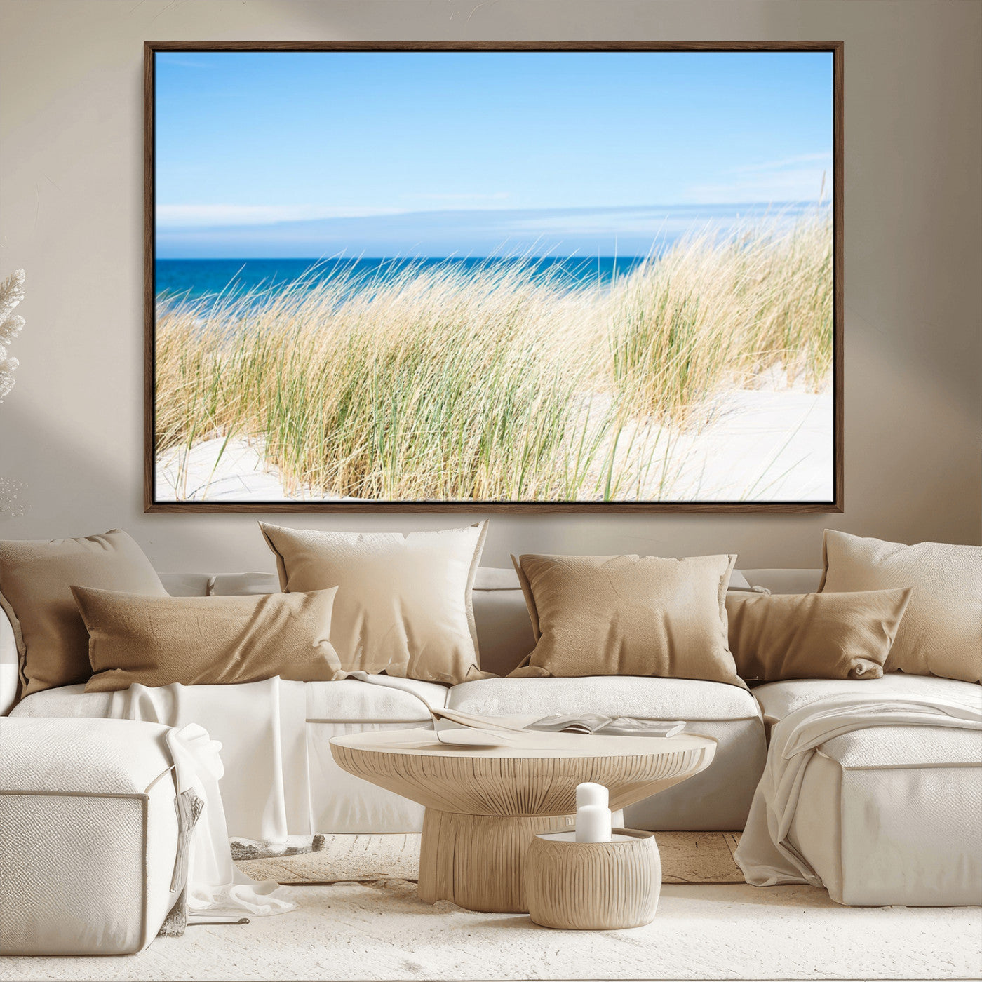 96913-MGV-CV-36X24-Coastal Dunes Wall Art – Serene Beach Grass and Blue Ocean Canvas Print, Relaxing Seaside Nature Decor for Living Room, Bedroom or