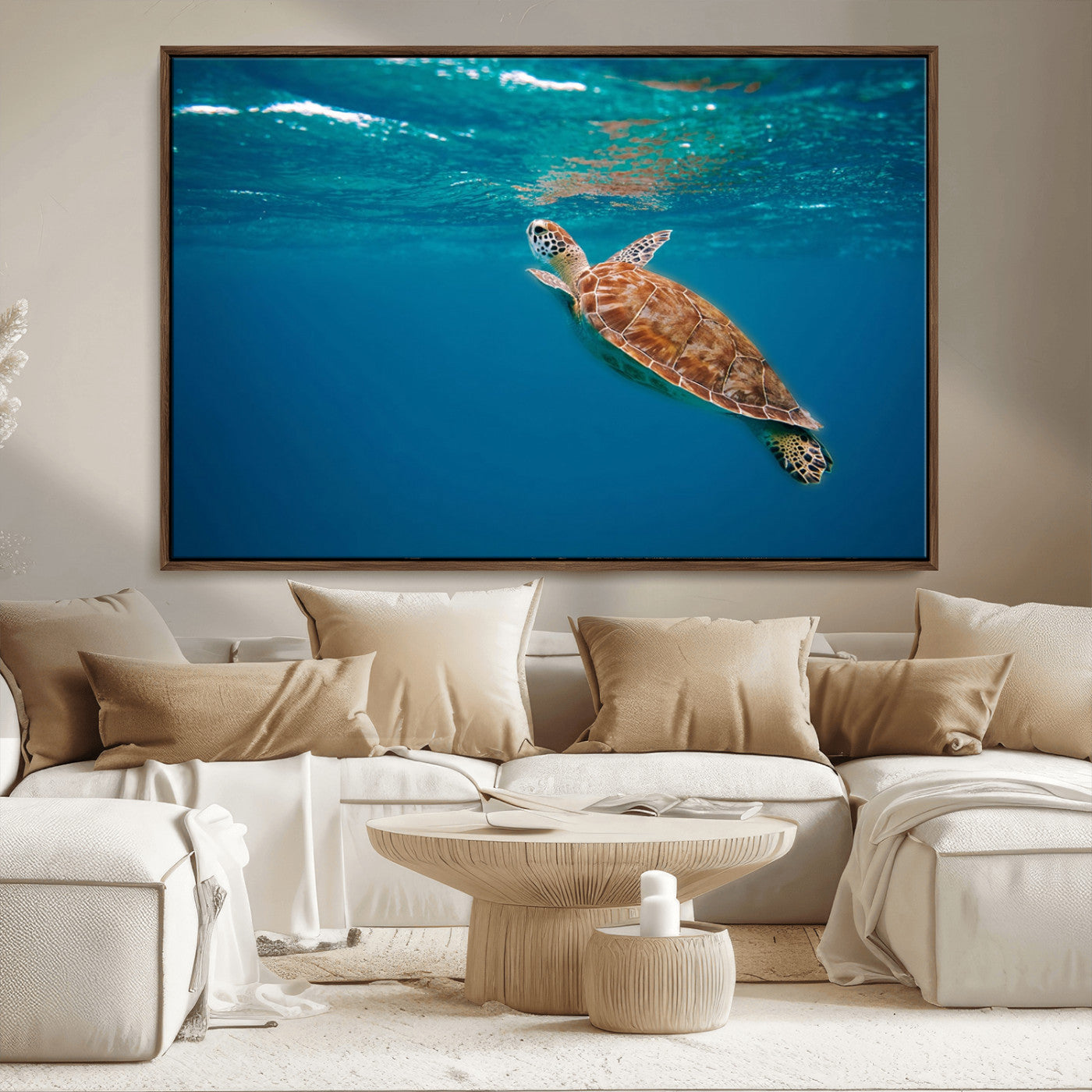 91440-MGV-CV-36X24-Sea Turtle Wall Art – Ocean Turtle Canvas Print, Underwater Marine Life Decor for Living Room, Office, Beach House or Bathroom