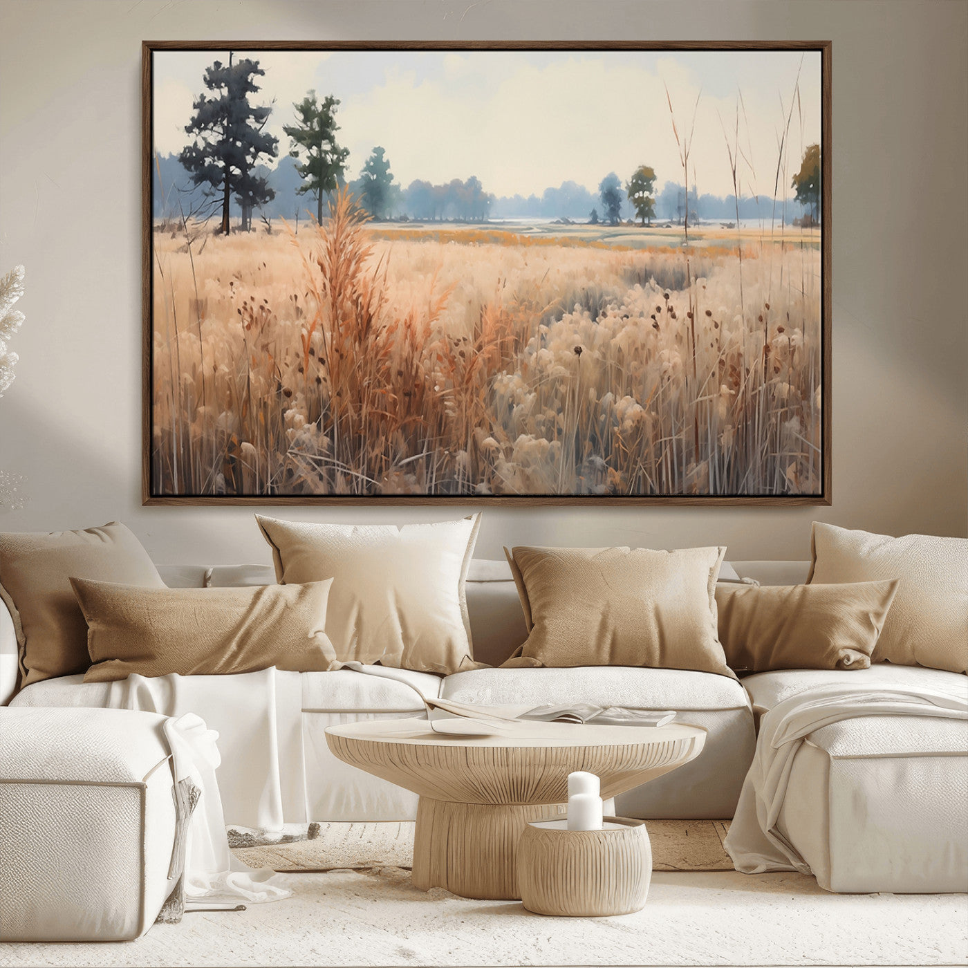 98822-MGV-CV-36X24-Autumn Meadow Wall Art – Tranquil Grassland Landscape Canvas Print, Rustic Country Decor for Living Room, Bedroom or Farmhouse
