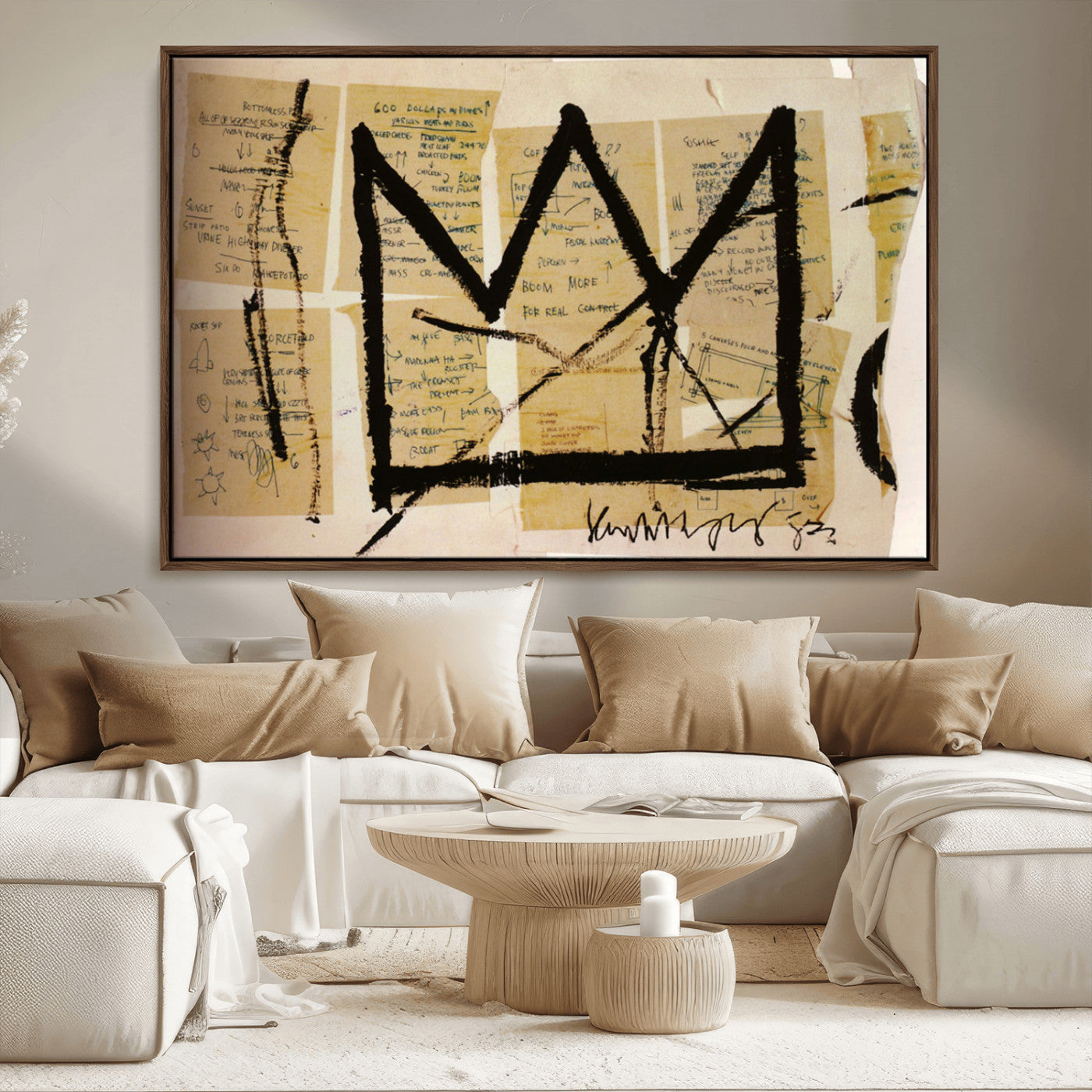 37215-MGV-FC-36X24_Walnut-Abstract Crown Wall Art – Urban Graffiti Style Canvas Print Modern Street Art Design, Bold Contemporary Decor for Living Room,