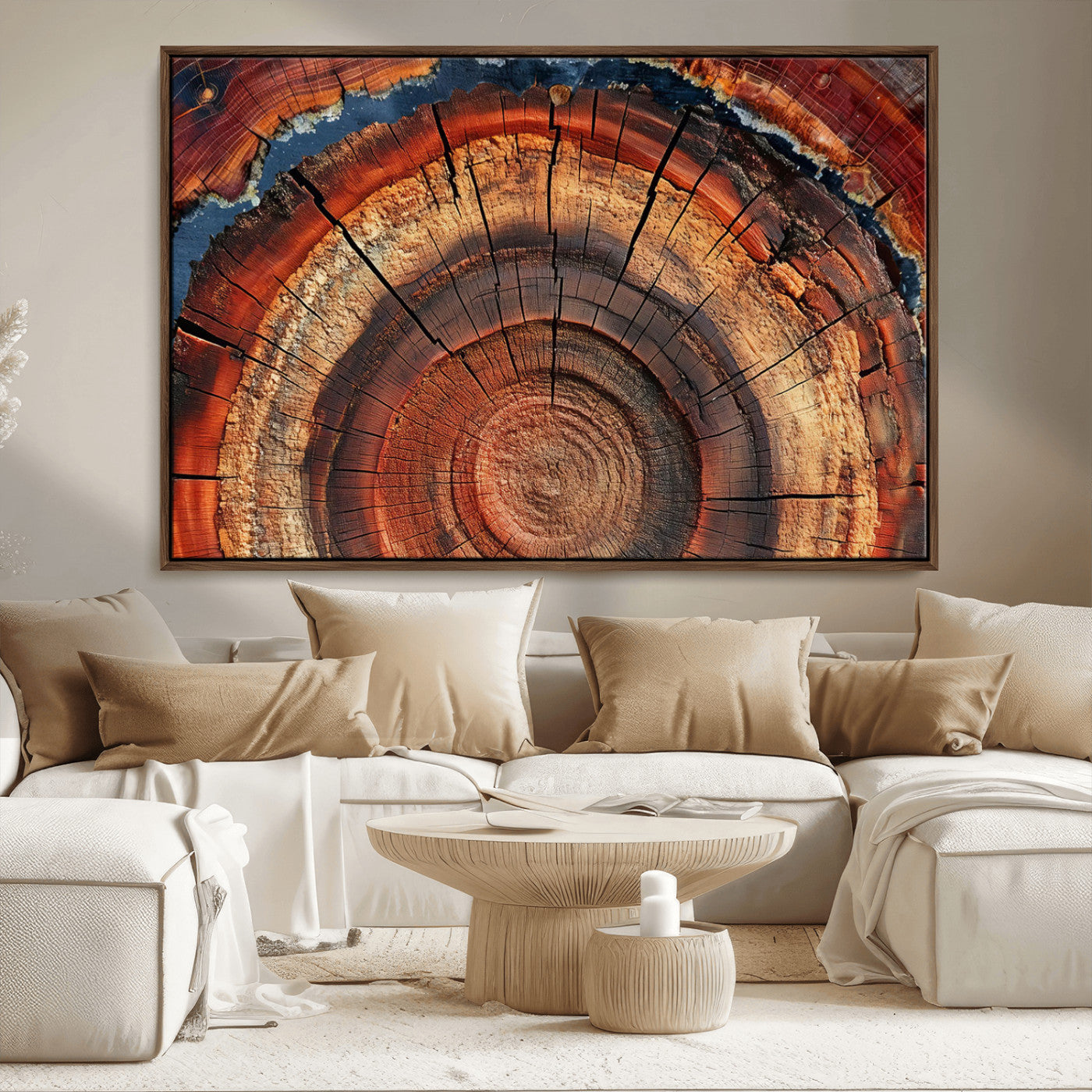 28555-MGV-CV-36X24-Tree Ring Wall Art – Rustic Wood Grain Canvas Print, Natural Texture Abstract Artwork Poster for Living Room, Bedroom, Office,
