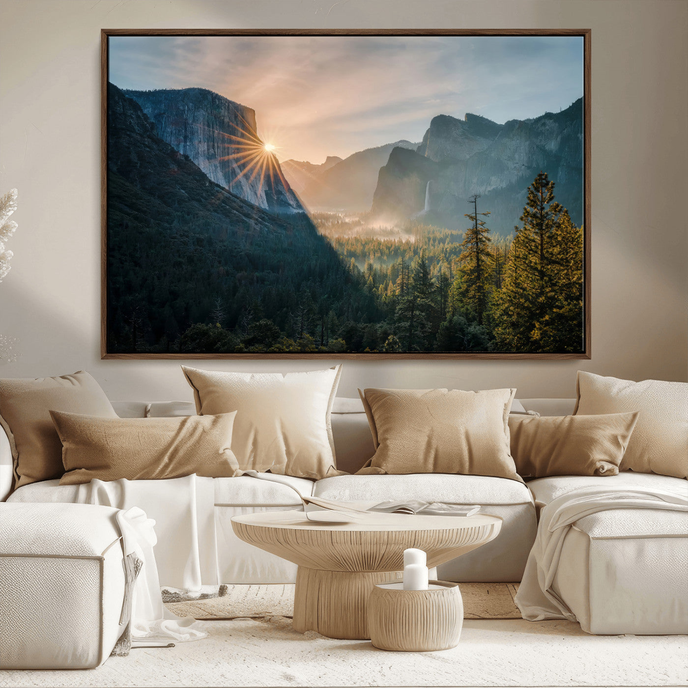 51605481-MGV-CV-36X24-Yosemite Valley Wall Art Canvas Print, Framed Mountain Sunrise Art Picture Print, National Park Perfect Vintage Explorer Decor