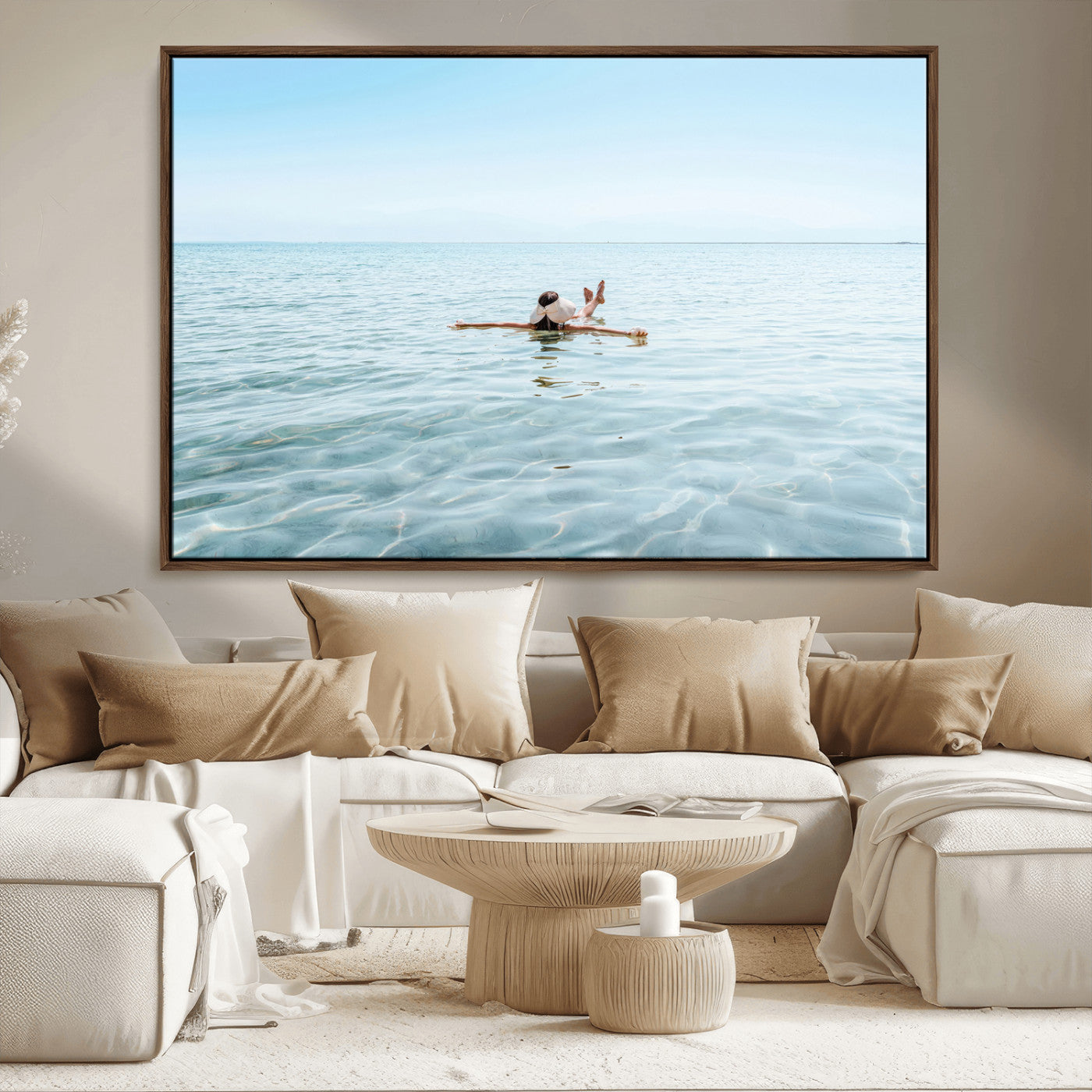 32624554-MGV-CV-36X24-Swimming Relaxation Wall Art Canvas Print, Framed Peaceful Water Art Picture Print, Clear Sea Perfect Minimalist Aquatic Decor