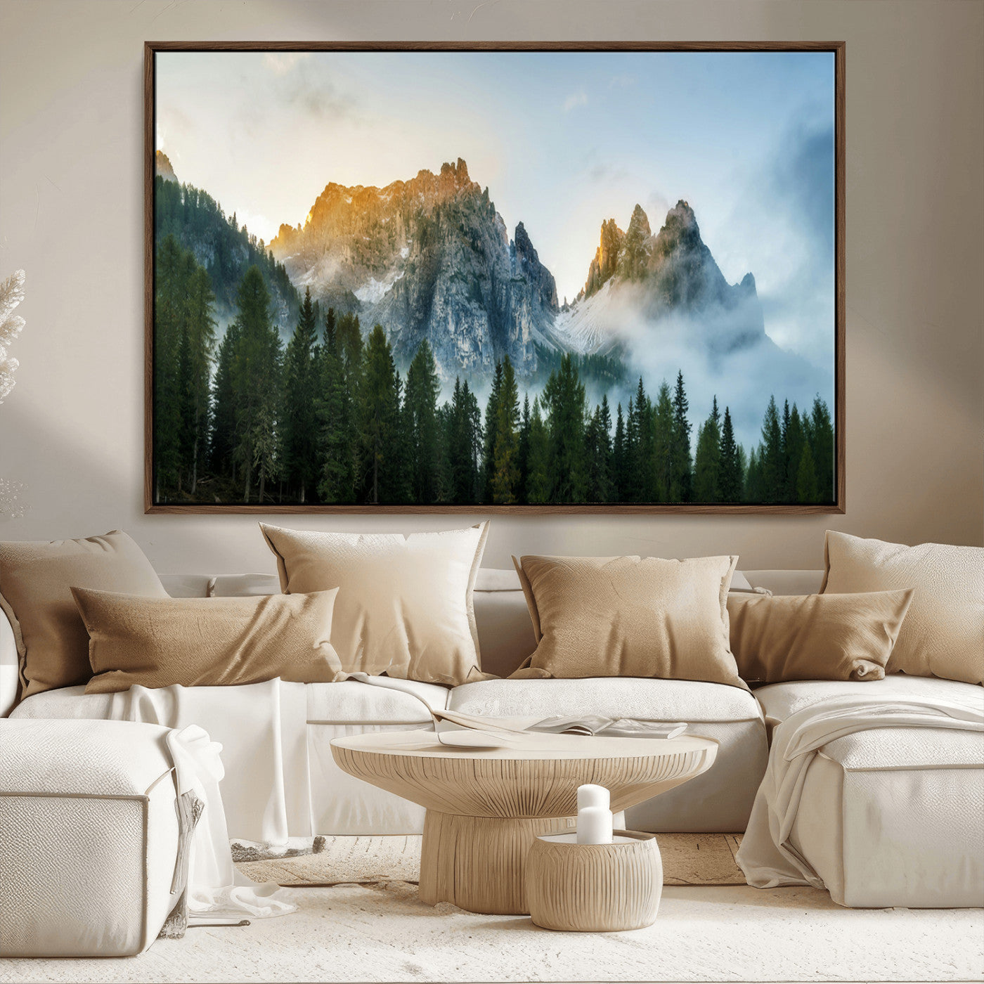 21145440-MGV-CV-36X24-Wilderness Wall Art Wall Art Canvas Print, Framed Nature Landscape Decor Art Picture Print, Misty Forest Photography Perfect