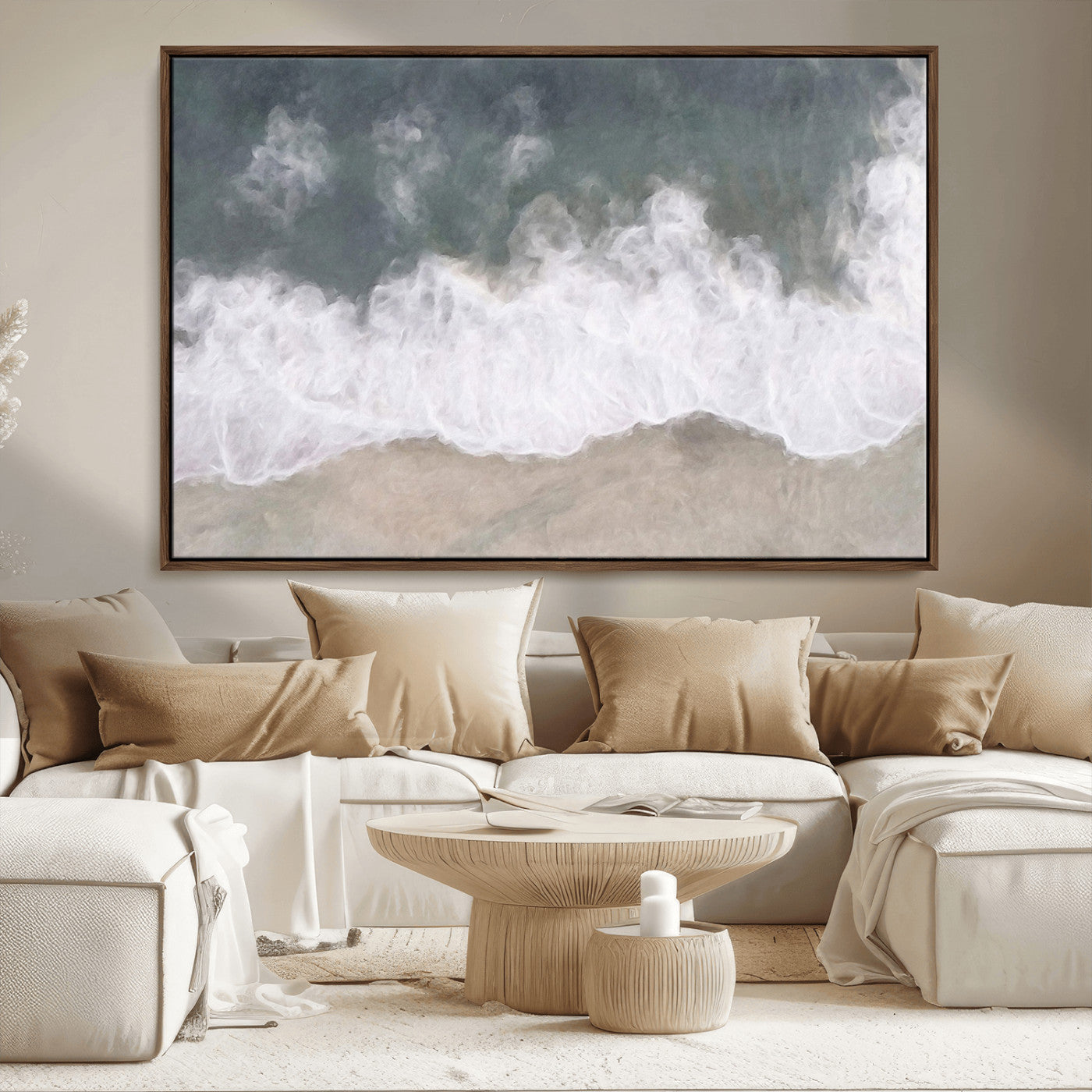10072982-MGV-CV-36X24-Abstract Ocean Wave Wall Art – Coastal Beach Canvas Print, Minimalist Seascape Painting, Modern Ocean Inspired Artwork for Living
