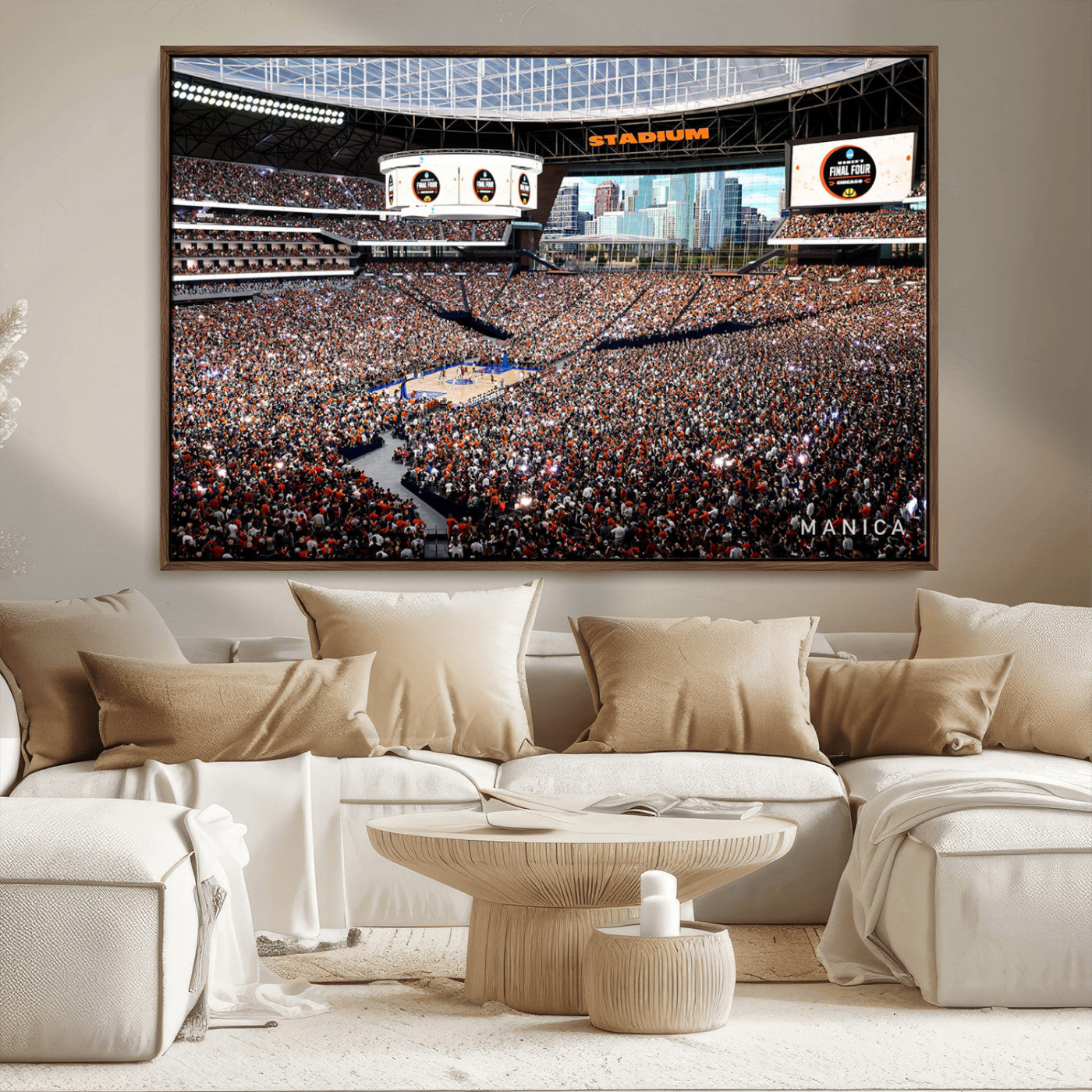 38616413-MGV-CV-36X24-Chicago Dome Stadium Wall Art – Futuristic Basketball Final Four Arena Canvas Print, Modern Sports Fan Decor for Man Cave or