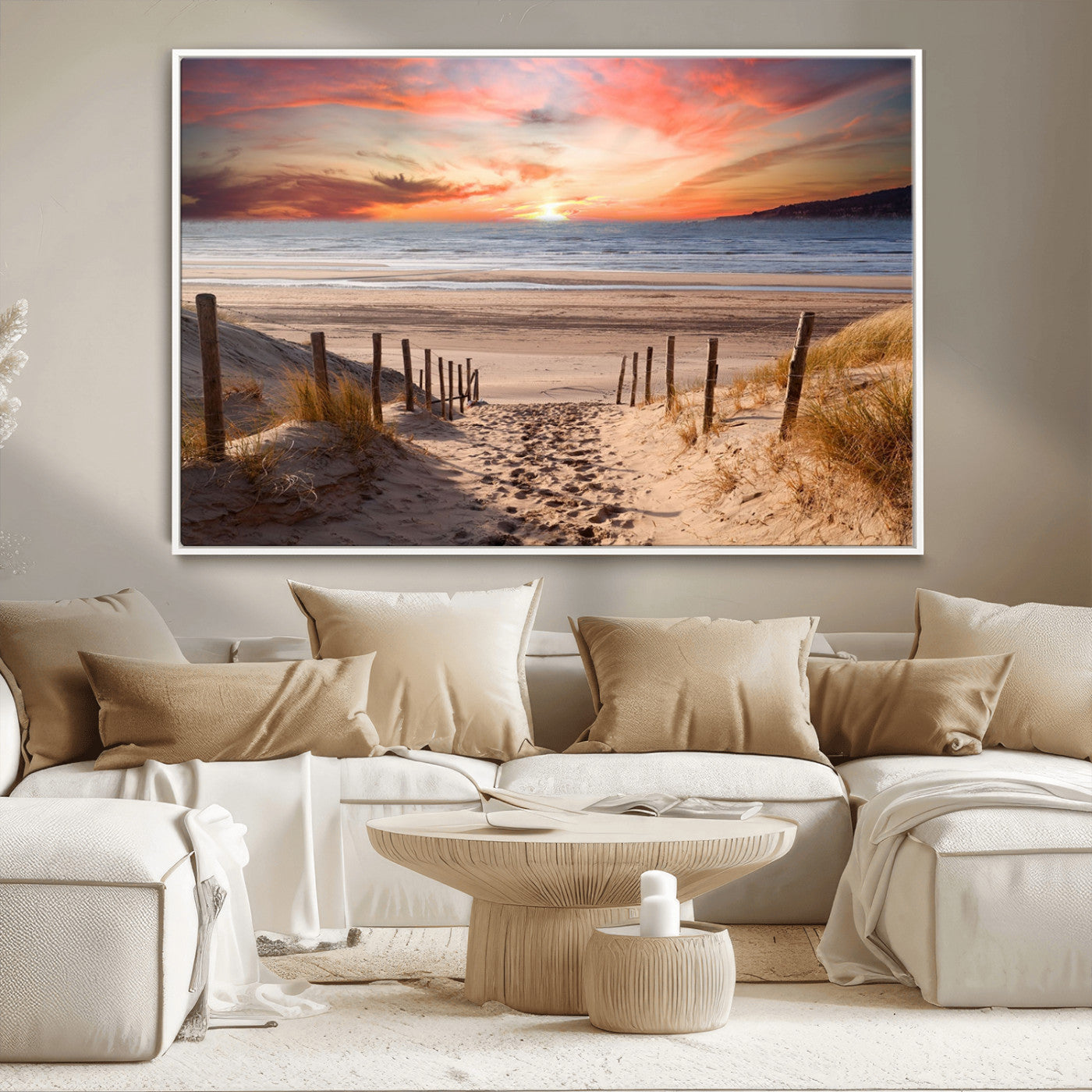 78111-MGV-CV-36X24-Sunset Pathway Wall Art – Panoramic Coastal Canvas Print, Tranquil Beach Decor for Living Room, Office or Bedroom