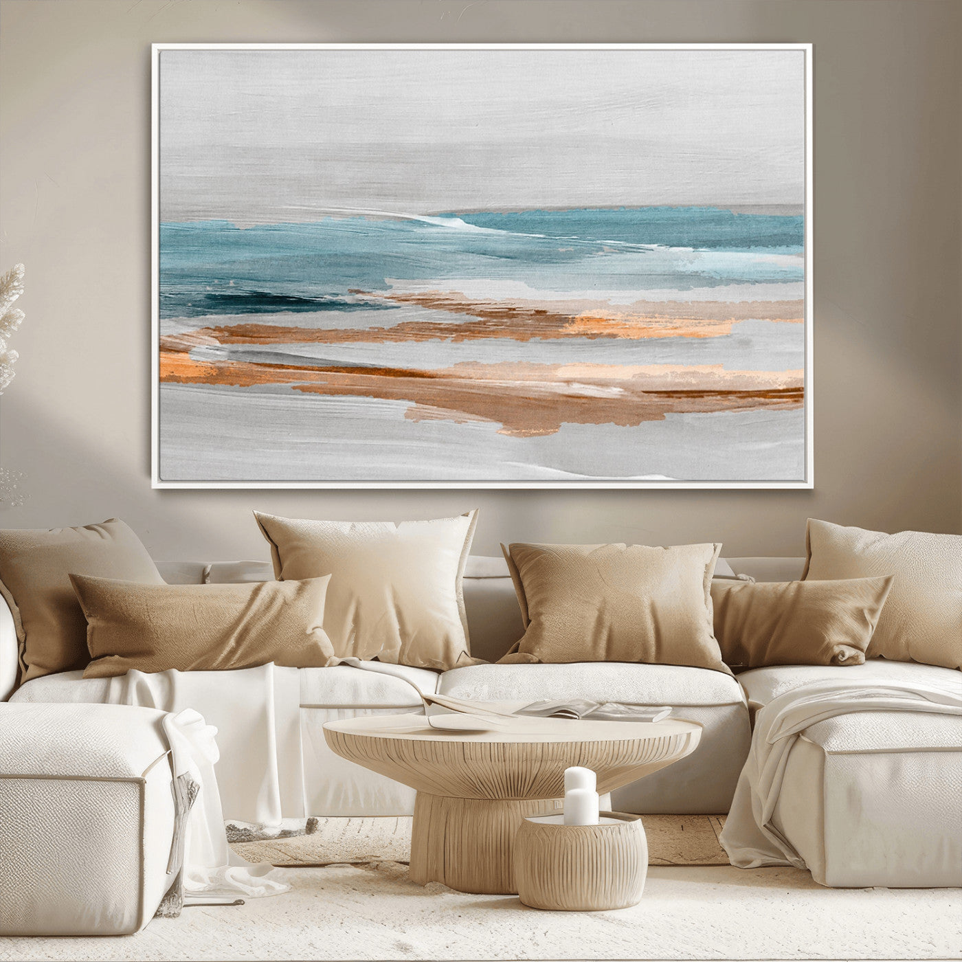 23430-MGV-CV-36X24-Abstract Coastal Wall Art – Modern Ocean Horizon Canvas Print, Minimalist Beach Scene Painting for Bedroom, Living Room, Office or