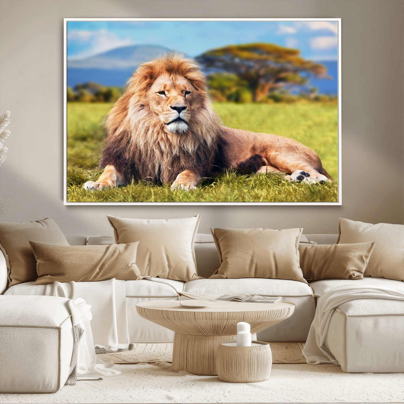 67826-MGV-CV-36X24-Majestic Lion Wall Art – King of the Jungle Canvas Print, Safari Wildlife Decor for Living Room, Office, or Man Cave