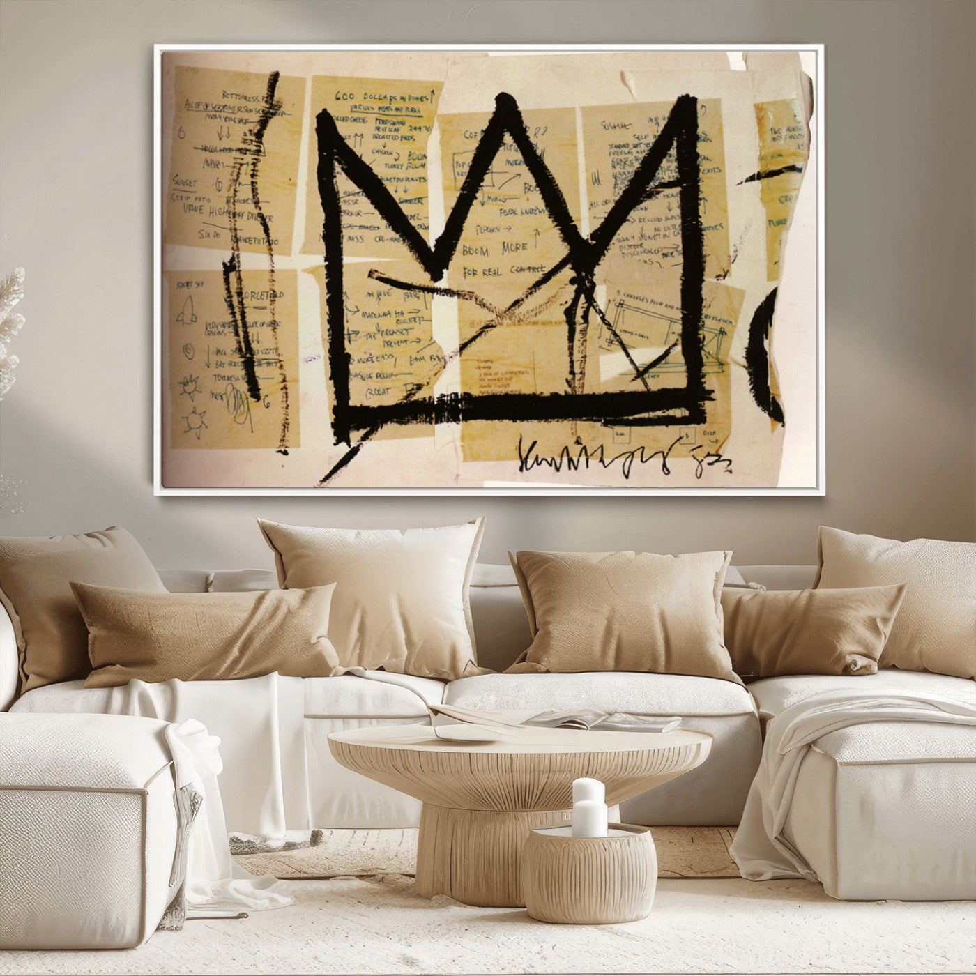 37215-MGV-CV-36X24-Abstract Crown Wall Art – Urban Graffiti Style Canvas Print Modern Street Art Design, Bold Contemporary Decor for Living Room,