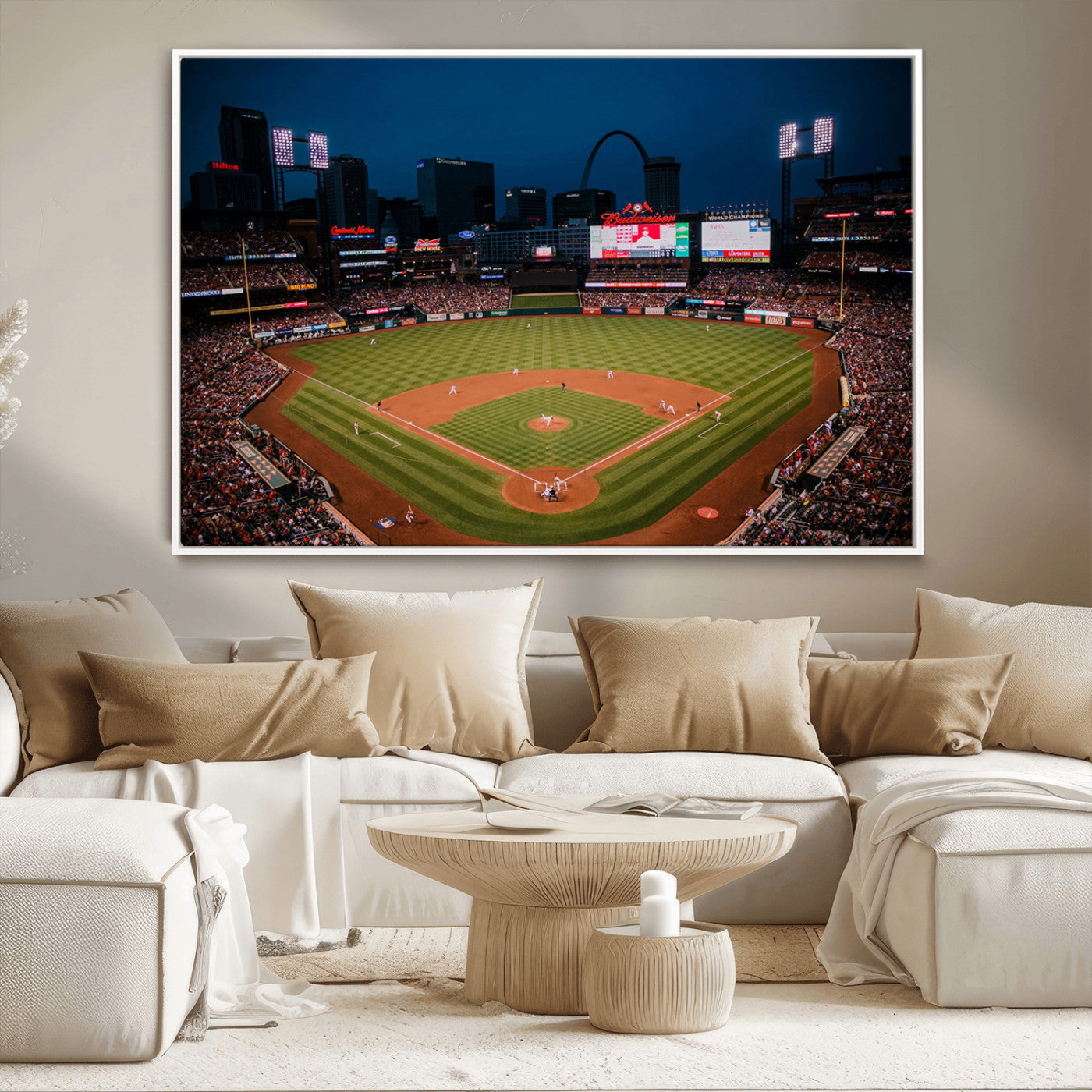 38612-MGV-CV-36X24-Busch Stadium Wall Art Canvas Print, Framed Missouri Stadium Art Picture Print, Busch Stadium Field Perfect Sports Room Decor