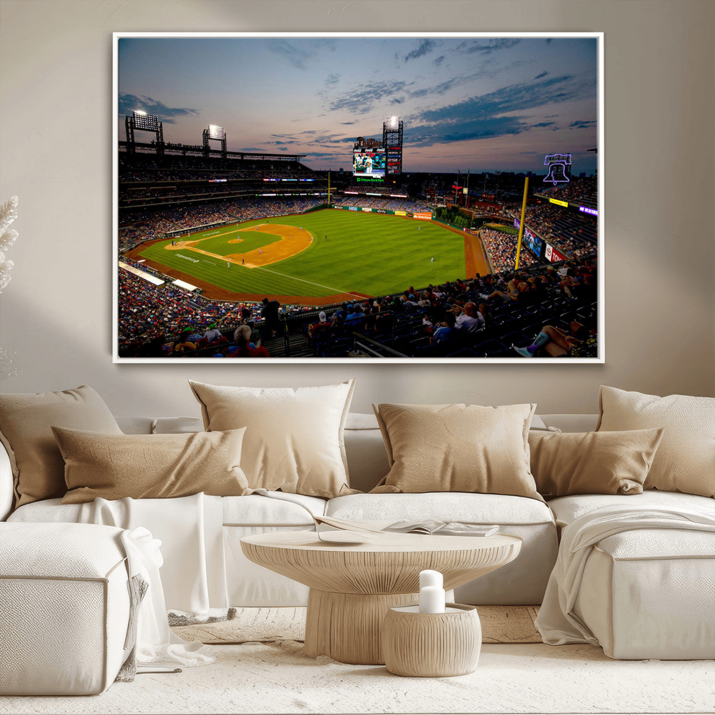 17415-MGV-CV-36X24-Philadelphia Phillies Stadium Wall Art Canvas Print, Framed Citizens Bank Park Art Picture Print, Phillies Stadium Field Perfect