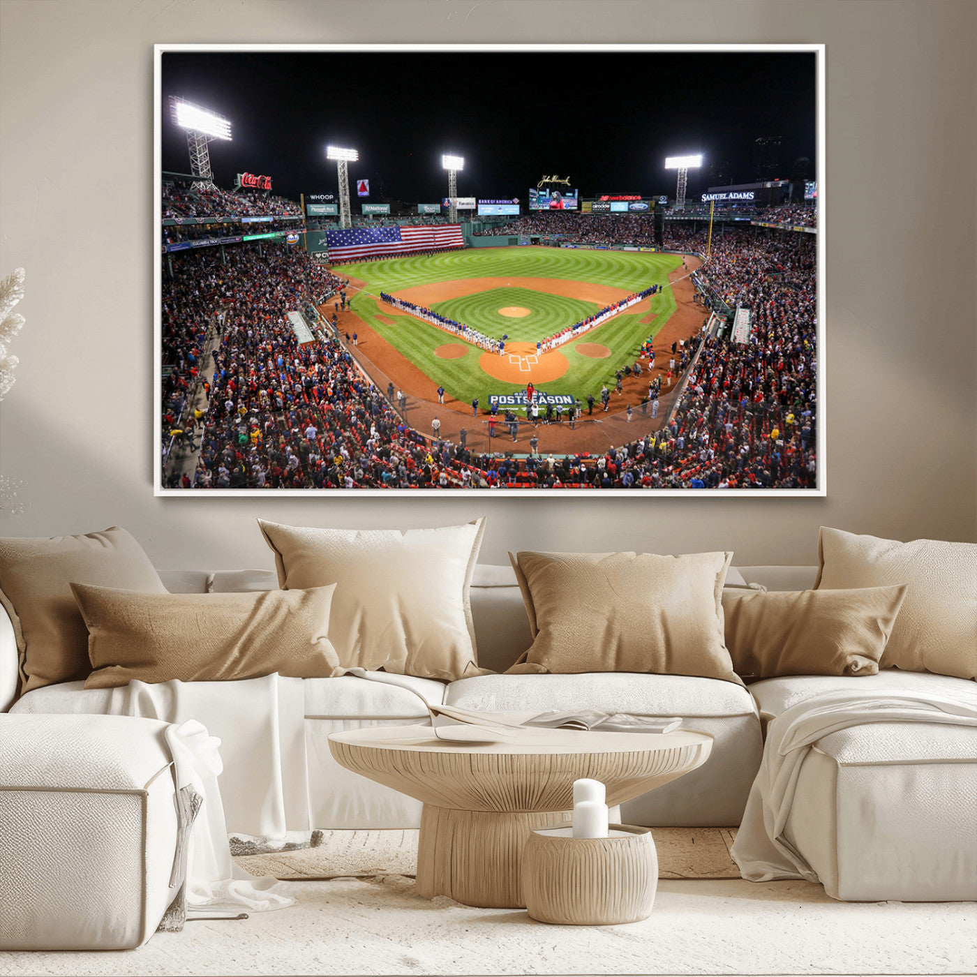 47365-MGV-CV-36X24-Fenway Park Stadium Wall Art Canvas Print, Framed Boston Baseball Stadium Art Picture Print, MLB Stadium Field Perfect Sport Room