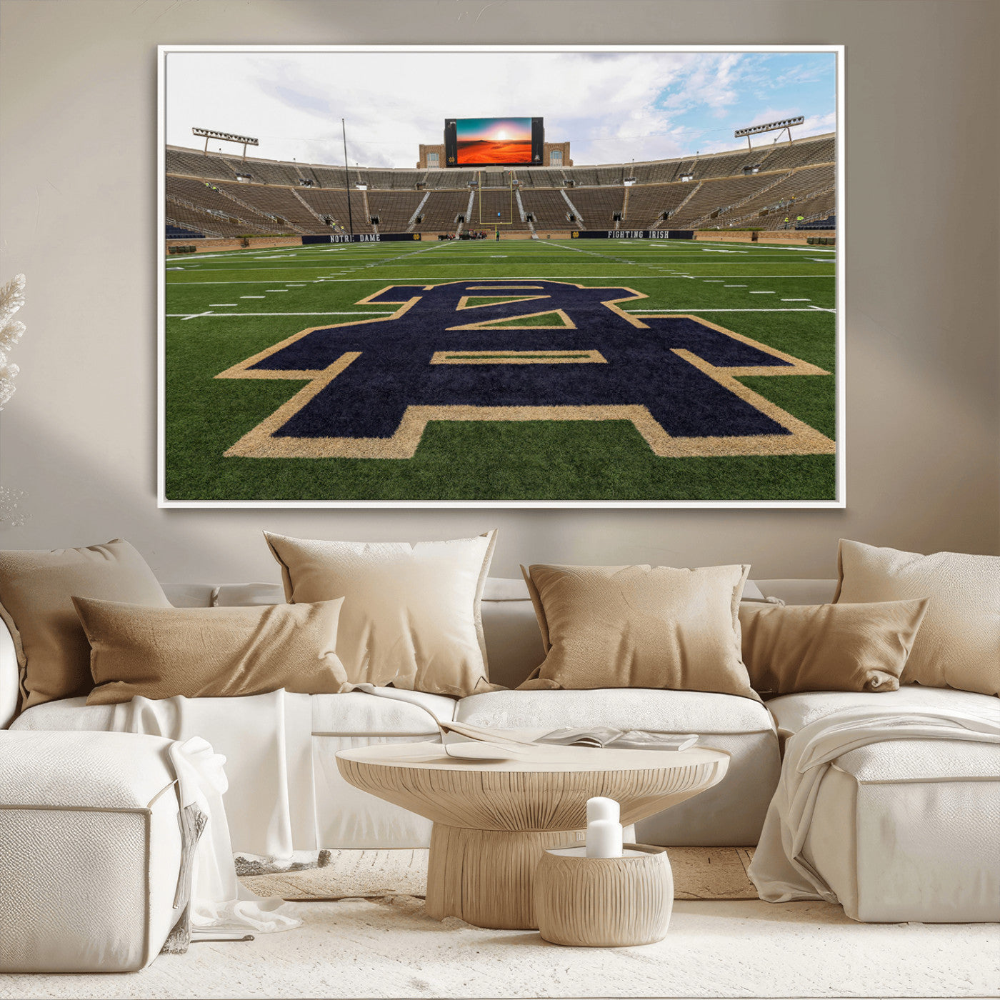 52835-MGV-CV-36X24-Notre Dame Stadium Wall Art Canvas Print, Framed Indiana Stadium Art Picture Print, Notre Dame Field Perfect Sport Room Decor