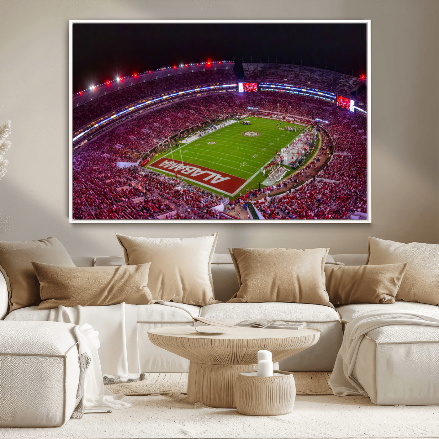11343-MGV-CV-36X24-Bryant-Denny Stadium Wall Art – Panoramic Alabama Crimson Tide Football Field Canvas Print, Game Day Decor for Office, Man Cave or