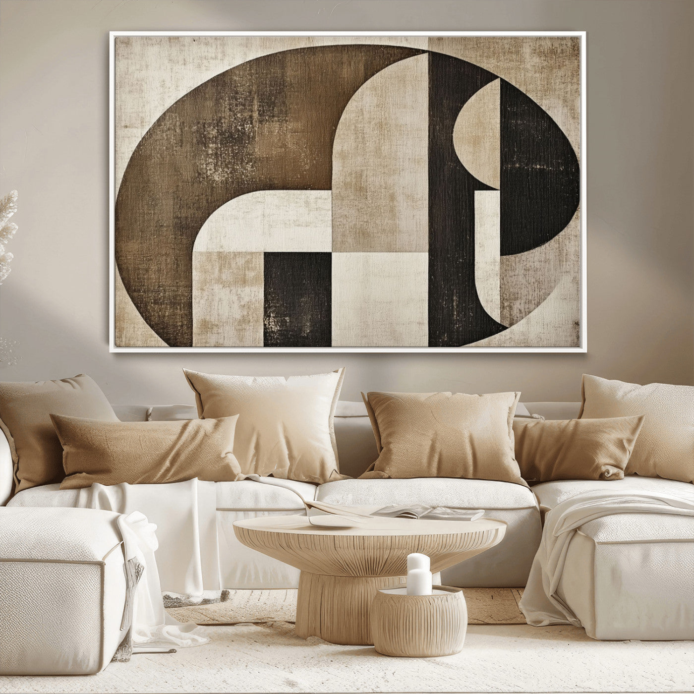 44796-MGV-CV-36X24-Wabi Sabi Wall Art Canvas Print, Framed Geometric Minimalist Art Picture Print, Modern Abstract Perfect Modern Abstract Decor