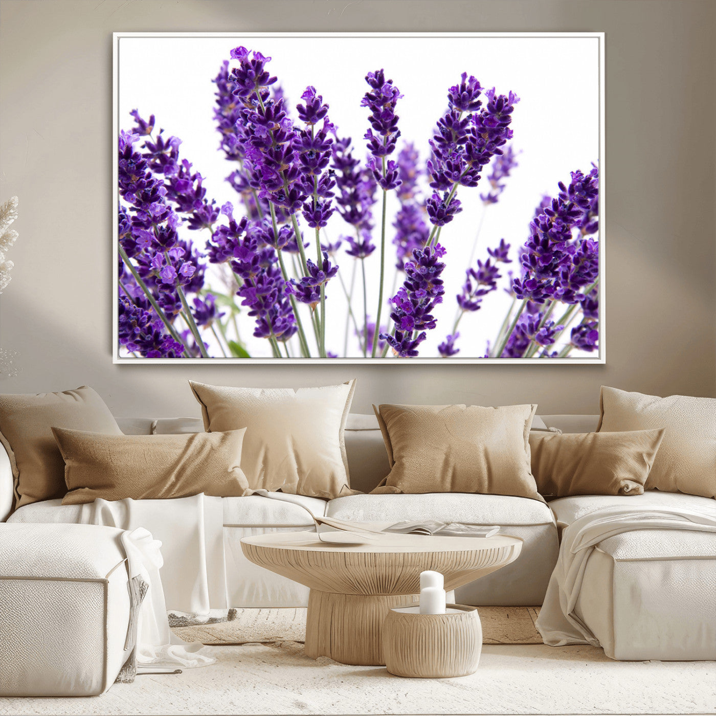 84456-MGV-CV-36X24-Lavender Wall Art – Botanical Canvas Print Featuring Purple Floral Stems, Fresh Nature Inspired Artwork for Living Room, Bedroom,