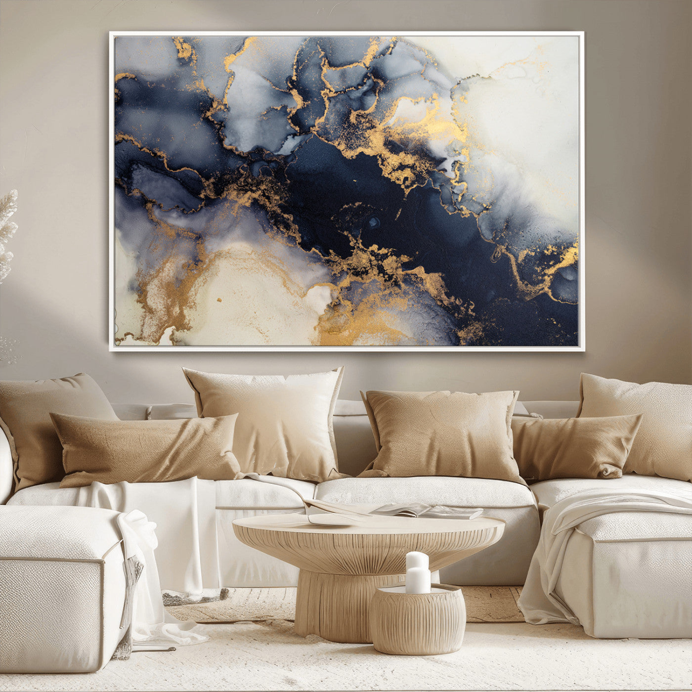 41136487-MGV-CV-36X24-Black Marble Wall Art Canvas Print, Framed Gold Veins Art Picture Print, Abstract Texture Perfect Moody Luxe Decor Artwork