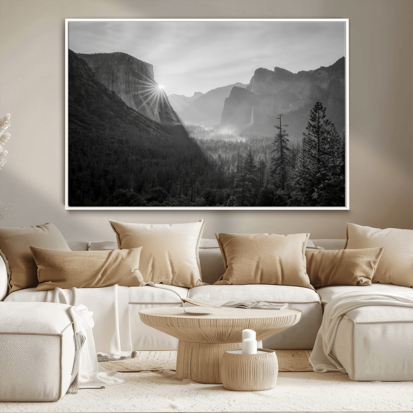 39278955-MGV-CV-36X24-Yosemite Valley Wall Art Canvas Print, Framed El Capitan Art Picture Print, Misty Mountain Perfect Modern Rustic Decor Artwork