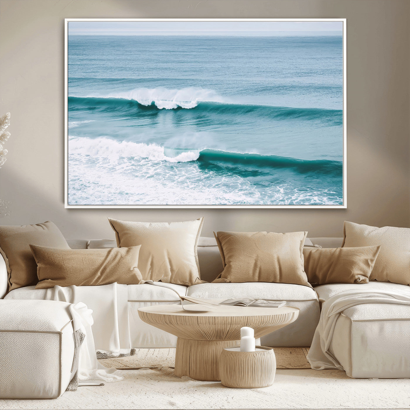 73692470-MGV-CV-36X24-Ocean Swell Wall Art Canvas Print, Framed Surf Waves Art Picture Print, Blue Water Perfect Coastal Dynamic Decor Artwork