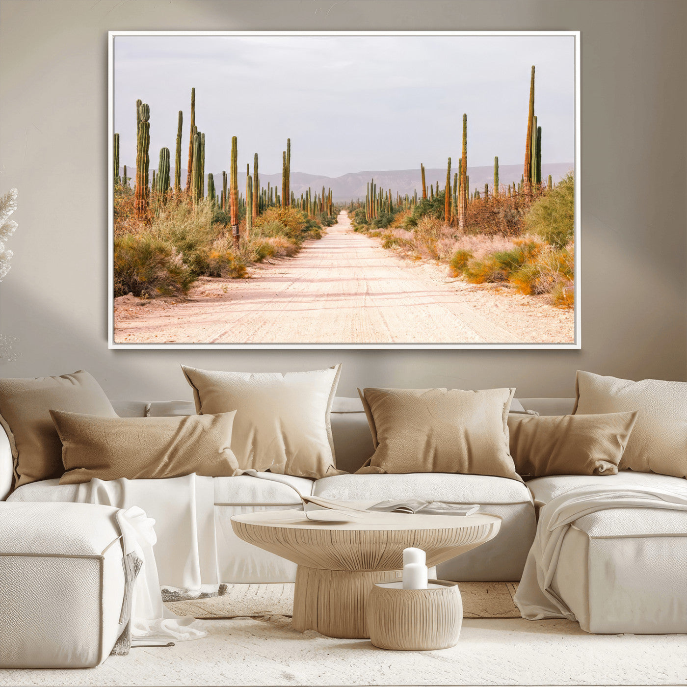 30742780-MGV-CV-36X24-Desert Cactus Wall Art Canvas Print, Framed Southwestern Art Picture Print, Bohemian Western Perfect Southwestern Boho Decor