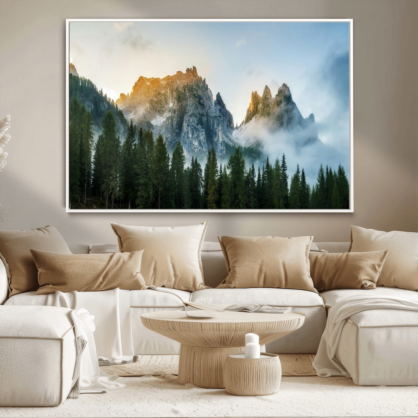 21145440-MGV-CV-36X24-Wilderness Wall Art Wall Art Canvas Print, Framed Nature Landscape Decor Art Picture Print, Misty Forest Photography Perfect