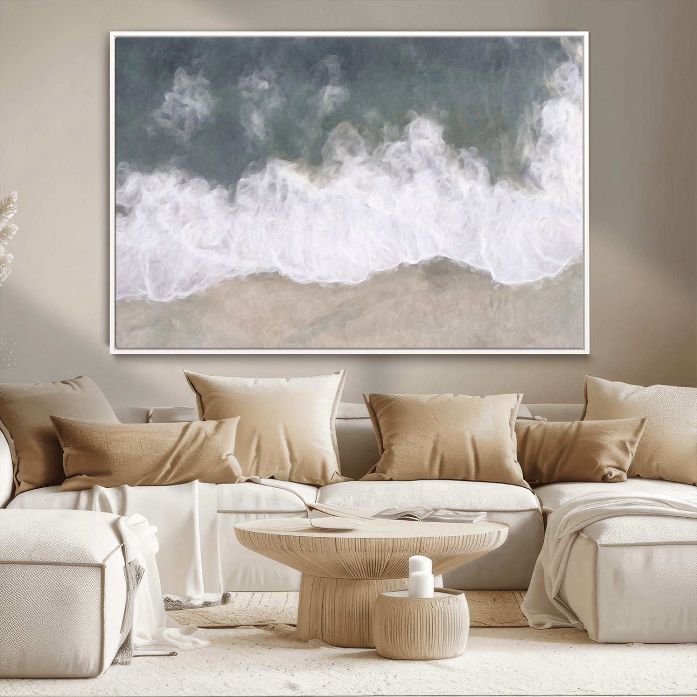 10072982-MGV-CV-36X24-Abstract Ocean Wave Wall Art – Coastal Beach Canvas Print, Minimalist Seascape Painting, Modern Ocean Inspired Artwork for Living