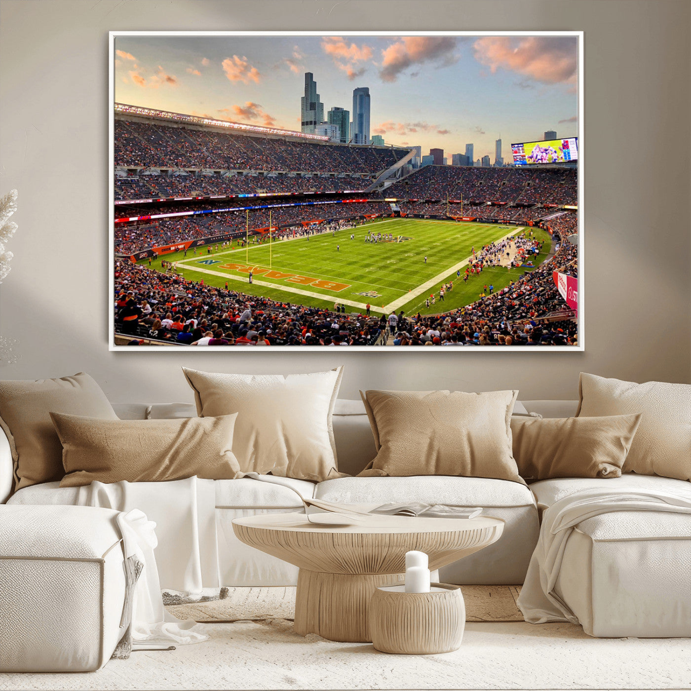 55377093-MGV-CV-36X24-Soldier Field Wall Art – Panoramic Chicago Bears Football Stadium Canvas Print, Game Day Sports Decor for Man Cave, Bar, Office,