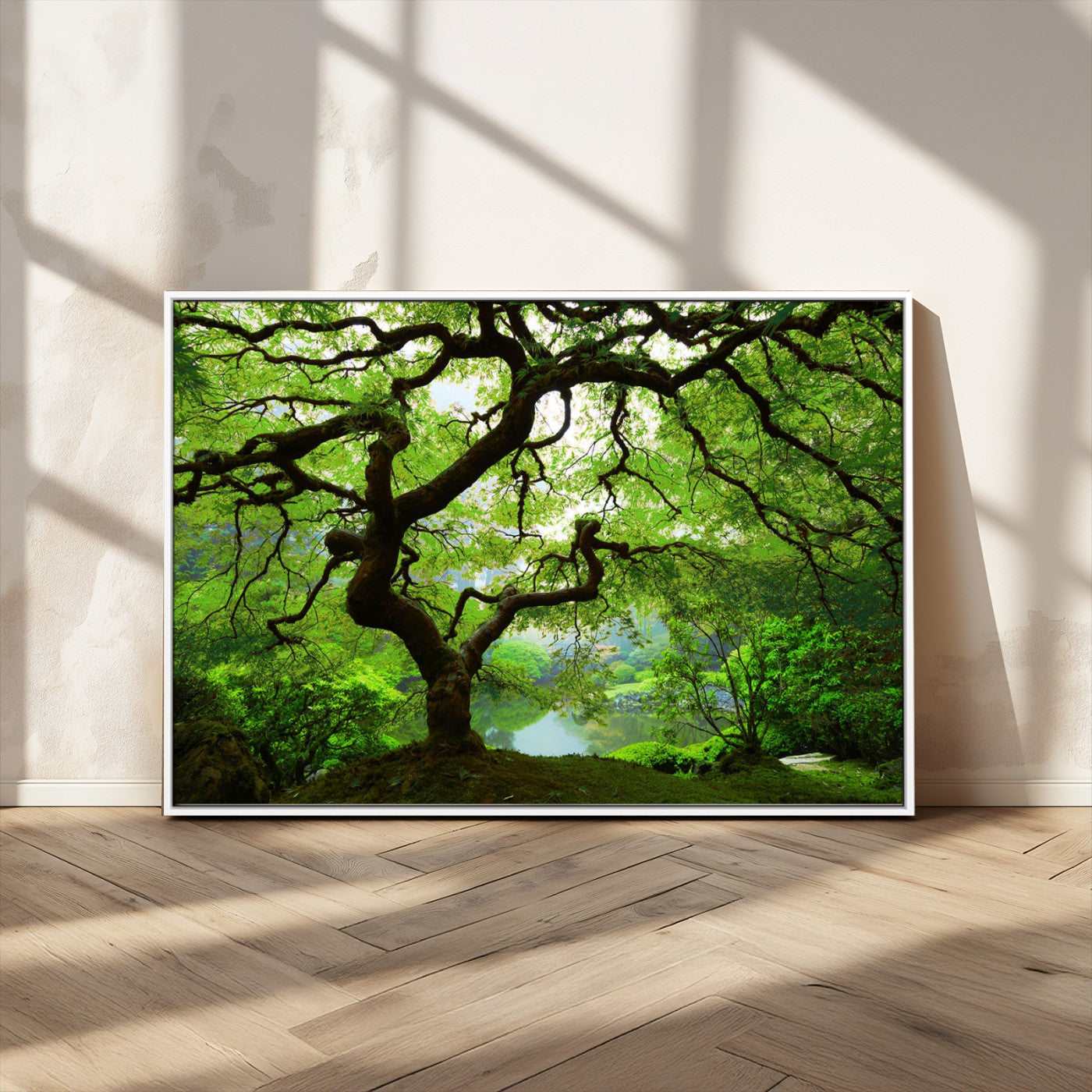 18094-MGV-CV-36X24-Emerald Canopy Wall Art – Panoramic Lush Green Tree Canvas Print, Serene Nature Decor for Office, Living Room or Meditation Space